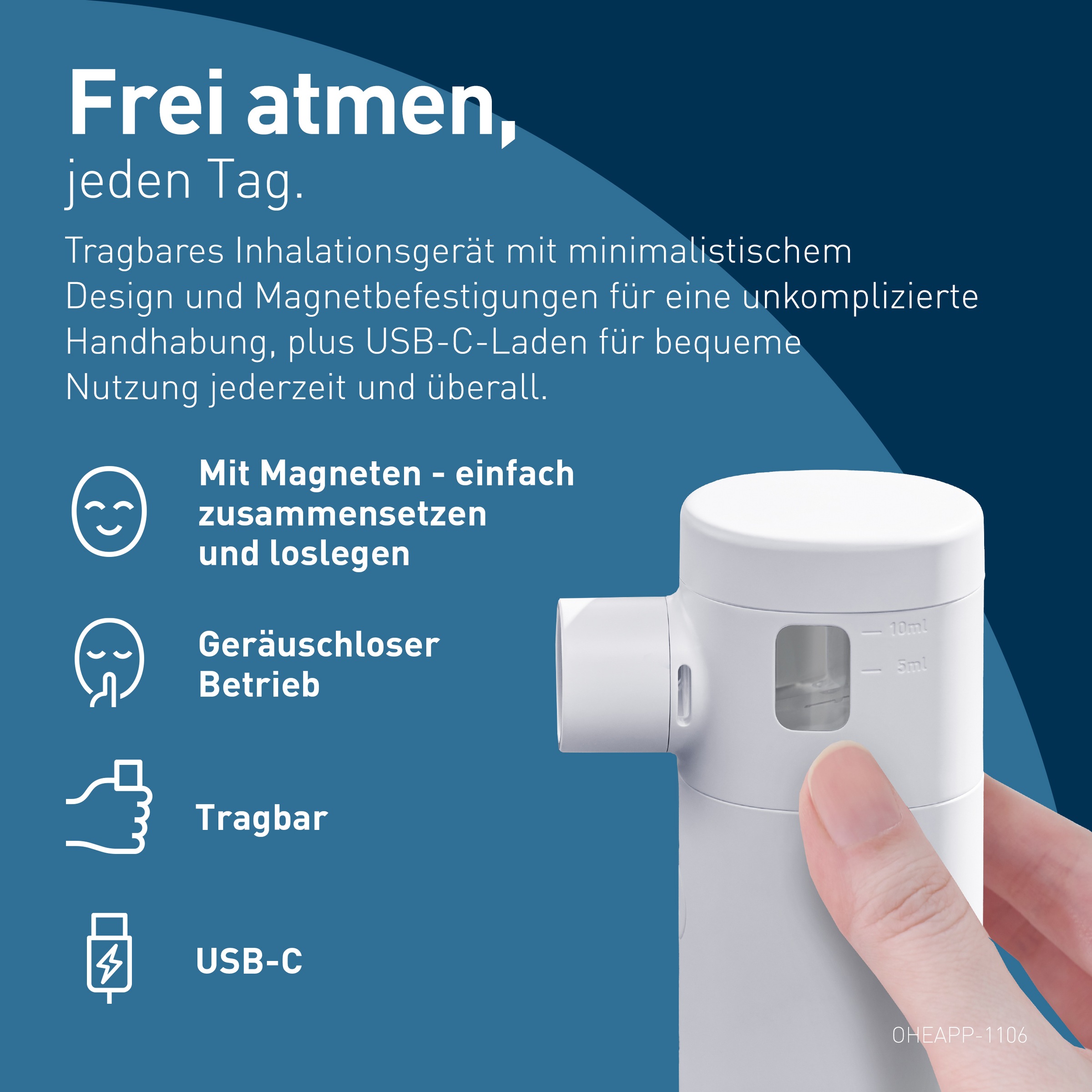 Omron Inhalationsgerät »MicroAir Move, besonders leise, für zu Hause und unterwegs« einfach, effizient, wiederaufladbar