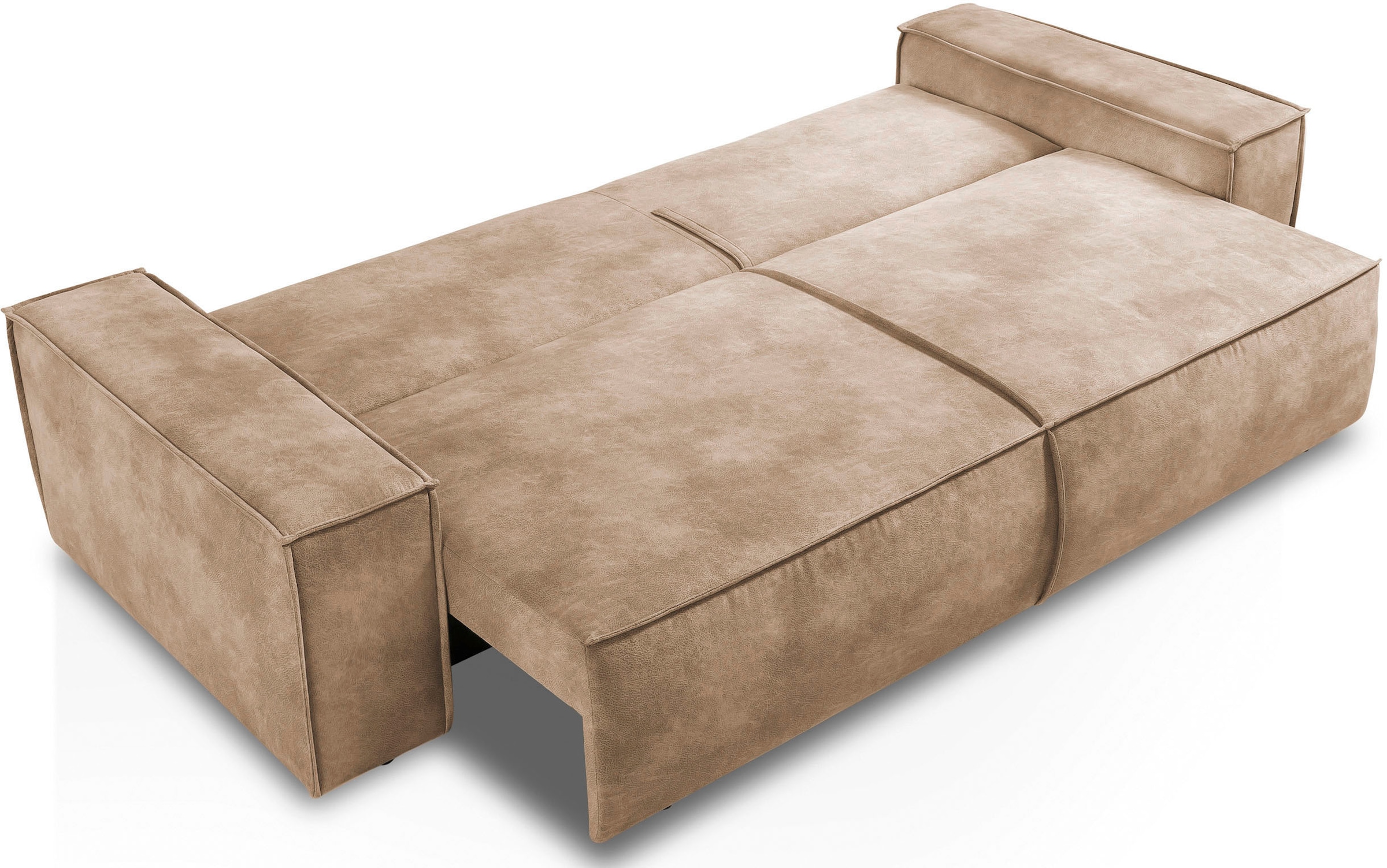 Home affaire 3-Sitzer »SHERWOOD Schlafsofa (257cm) Cord, Samtvelours, Vintage-Lederoptik«, Schlaffunktion mit Bettkasten (ca. 136/200cm)
