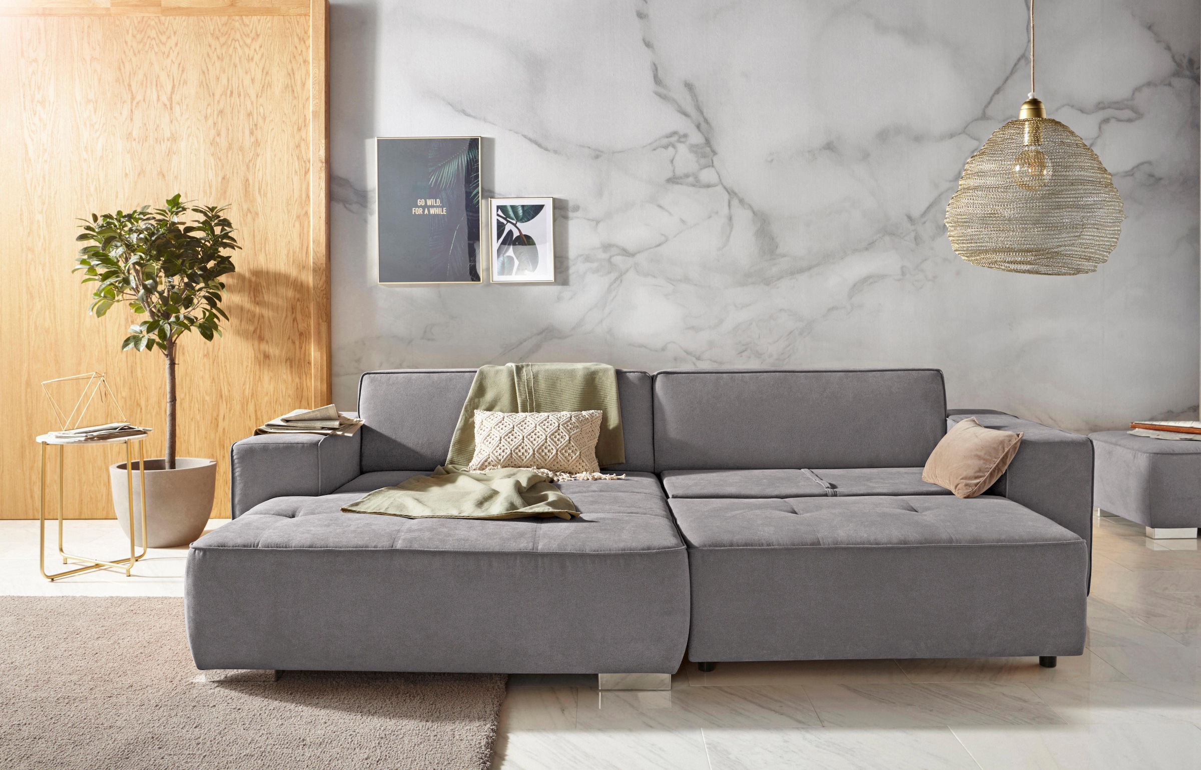 Home affaire Ecksofa »Sapporo L-Form« wahlweise Bettfunktion oder Sitztiefe günstig online kaufen