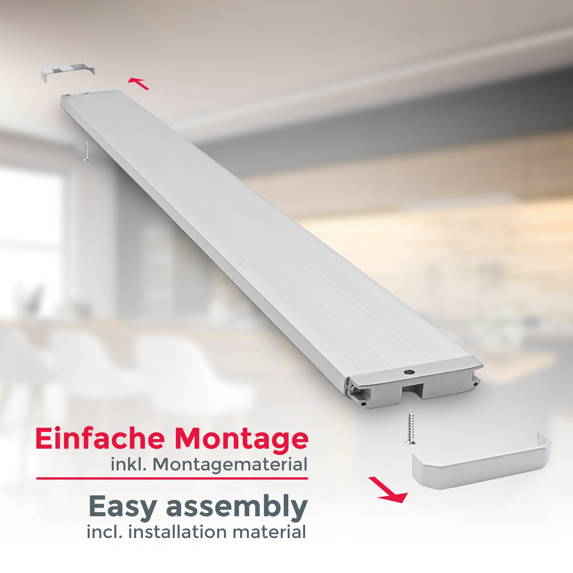 B.K.Licht LED Unterbauleuchte »BKL1468 LED Leiste mit Ein-Ausschalter«, 1 flammig, Leuchtmittel LED-Modul | LED fest integriert, Unterbauleuchte, 3.000K, 1.100Lm, 57,5x4,9x1,3 cm, Titanfarbig