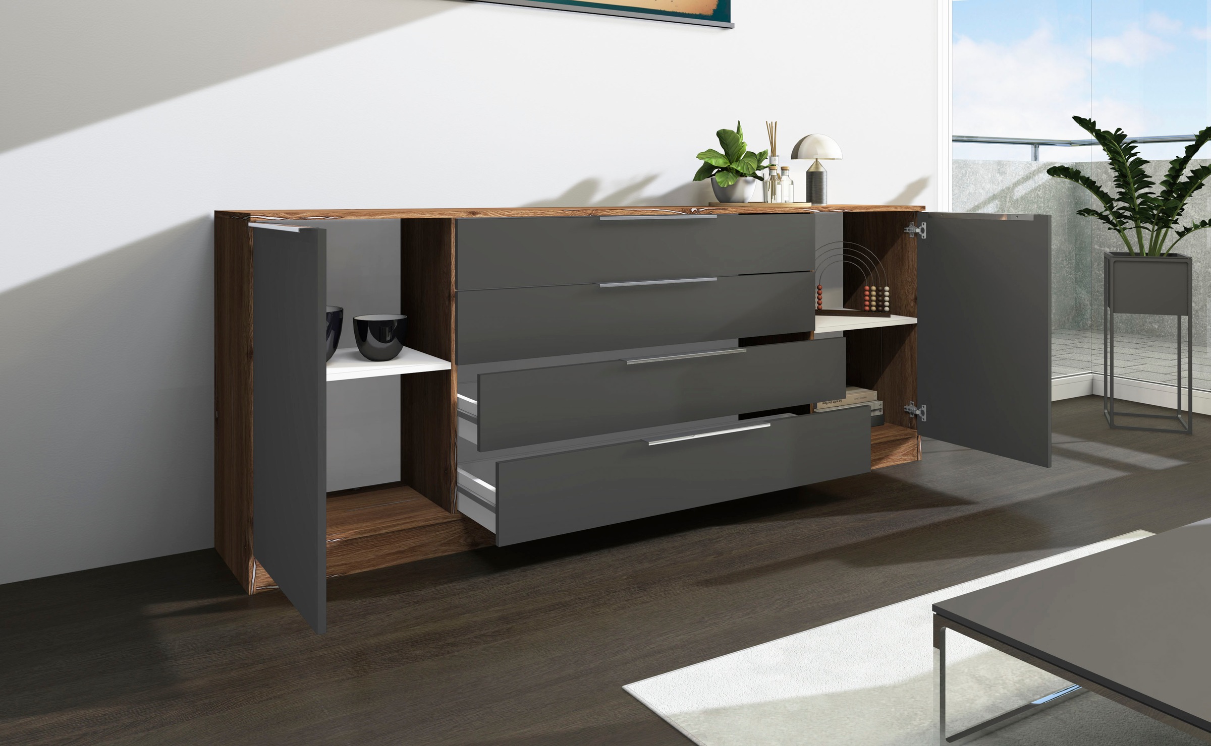 borchardt Möbel Kommode »Oliva«, Breite 200 cm, mit 4 Schubkästen