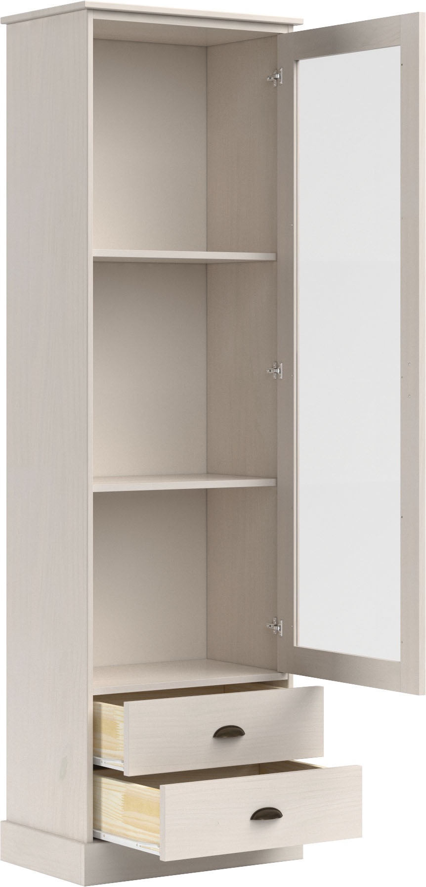 Home affaire Vitrine »Schröder«, mit 1 Schiebetür, 2 Schubkästen, aus massivem Kiefernholz, Breite 55cm