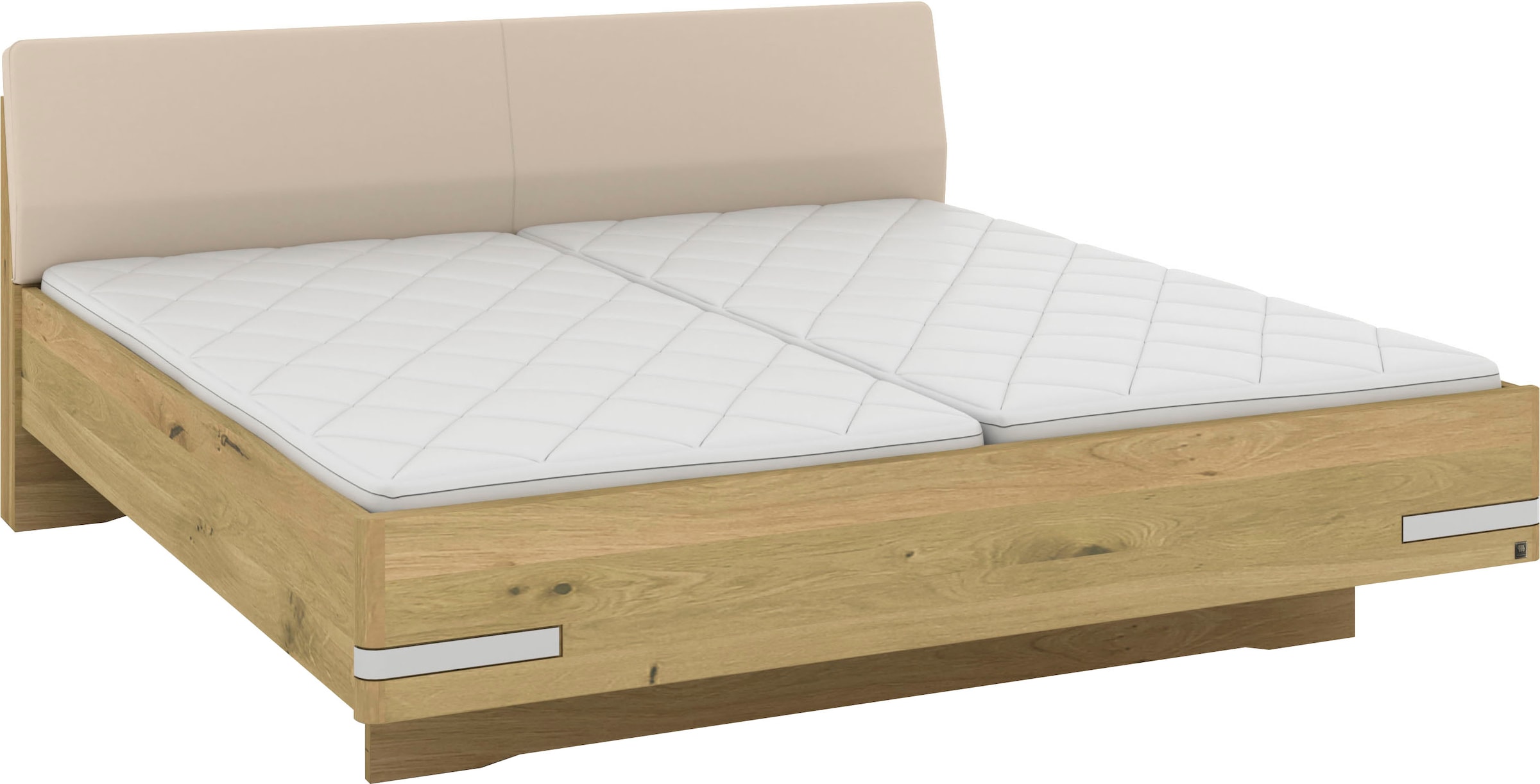 Musterring Holzbett »Savona«, (Belastbarkeit 220 Kg, 4-fache Liegehöhenverstellung, MADE IN GERMANY), Kopfteil Kunstleder Champagner, Details in Chrom, verschiedene Größen