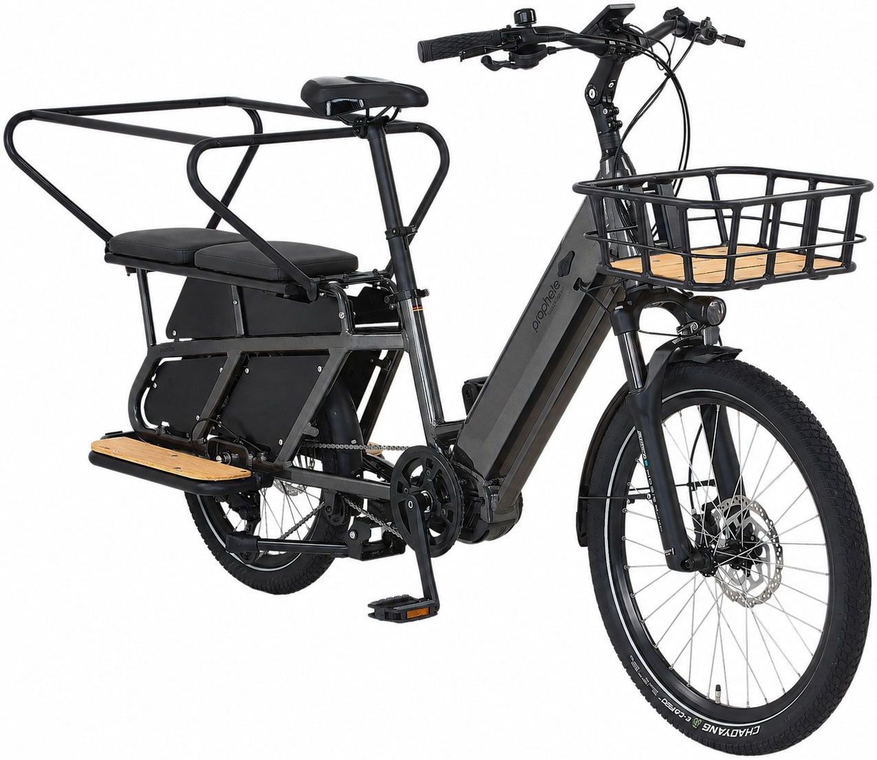 Prophete »Longtail - Urbanicer 4.0 inkl. 2 Sitzpolster« 9 Gang Shimano Cues Schaltwerk Kettenschaltung Mittelmotor 250 W Heck-Gepäckträger bis 80kg Zuladung, 10 Jahre Garantie auf den Rahmen
