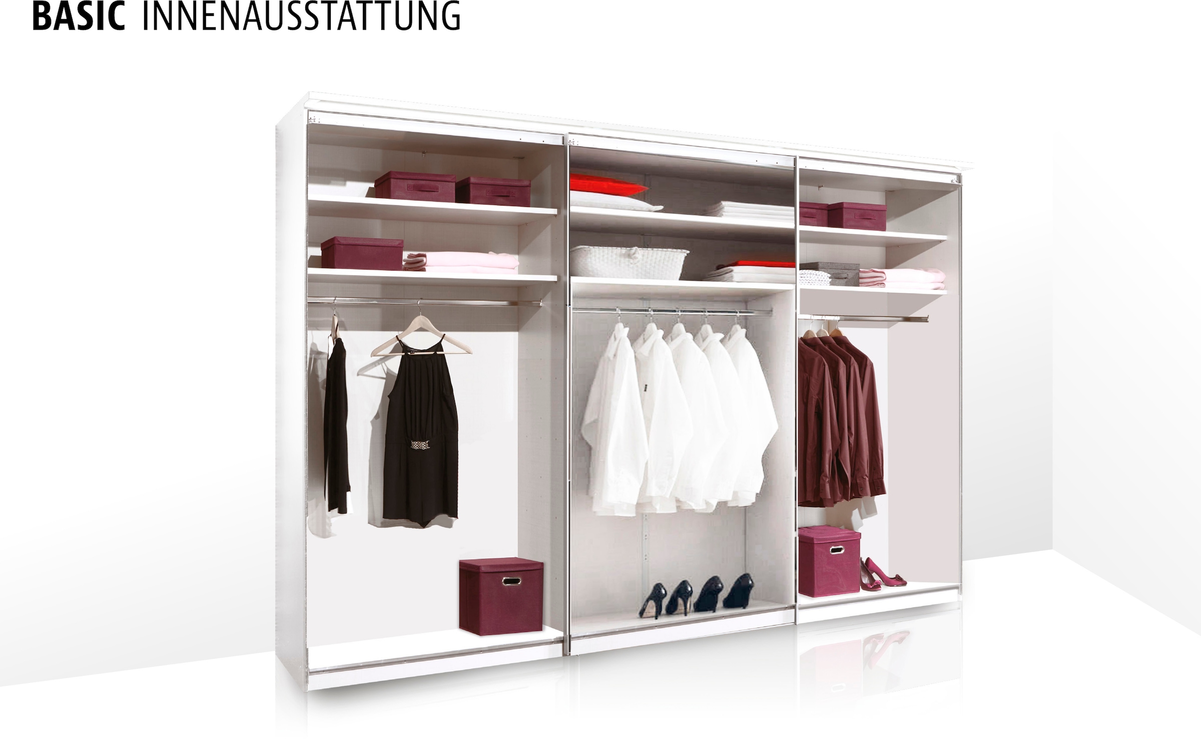 STAUD Schwebetürenschrank »Includo, Made in Germany«, Mit vier verschiedenen Ausstattungsvarianten