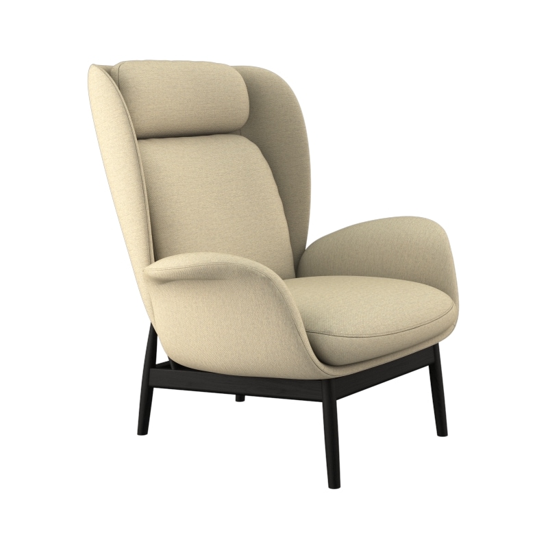 FLEXLUX Ohrensessel »Padova Scandic Design Sessel, erstklassiger Sitz- und Wohlfühlkomfort«, Stil & Komfort, organische Form, Ledenstütze integriert, Fuß schwarz