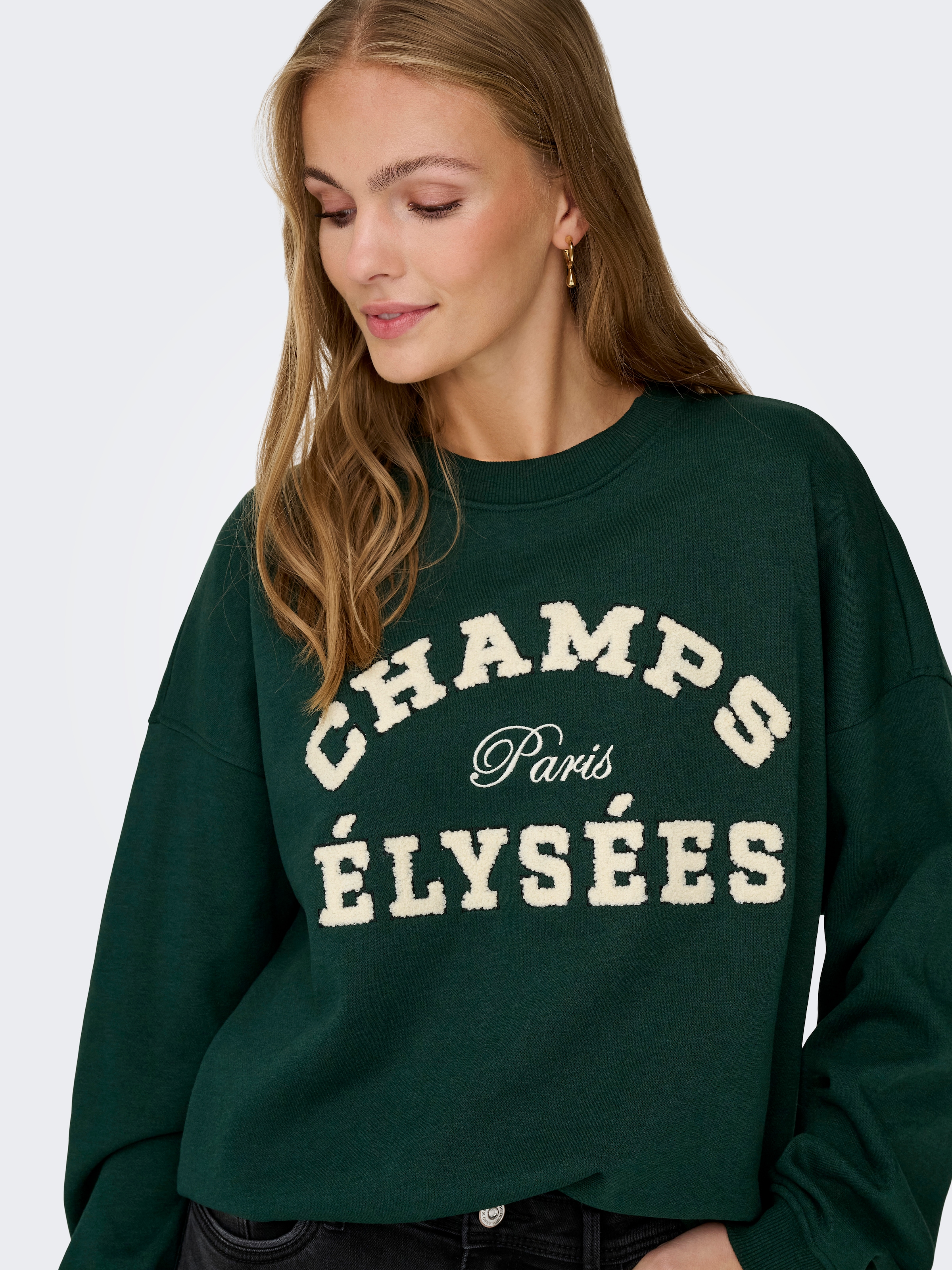 JDY Sweatshirt »JDYMESA L/S O-NECK EMB SWEAT JRS NOOS«, Baumwollmischung, regular fit
