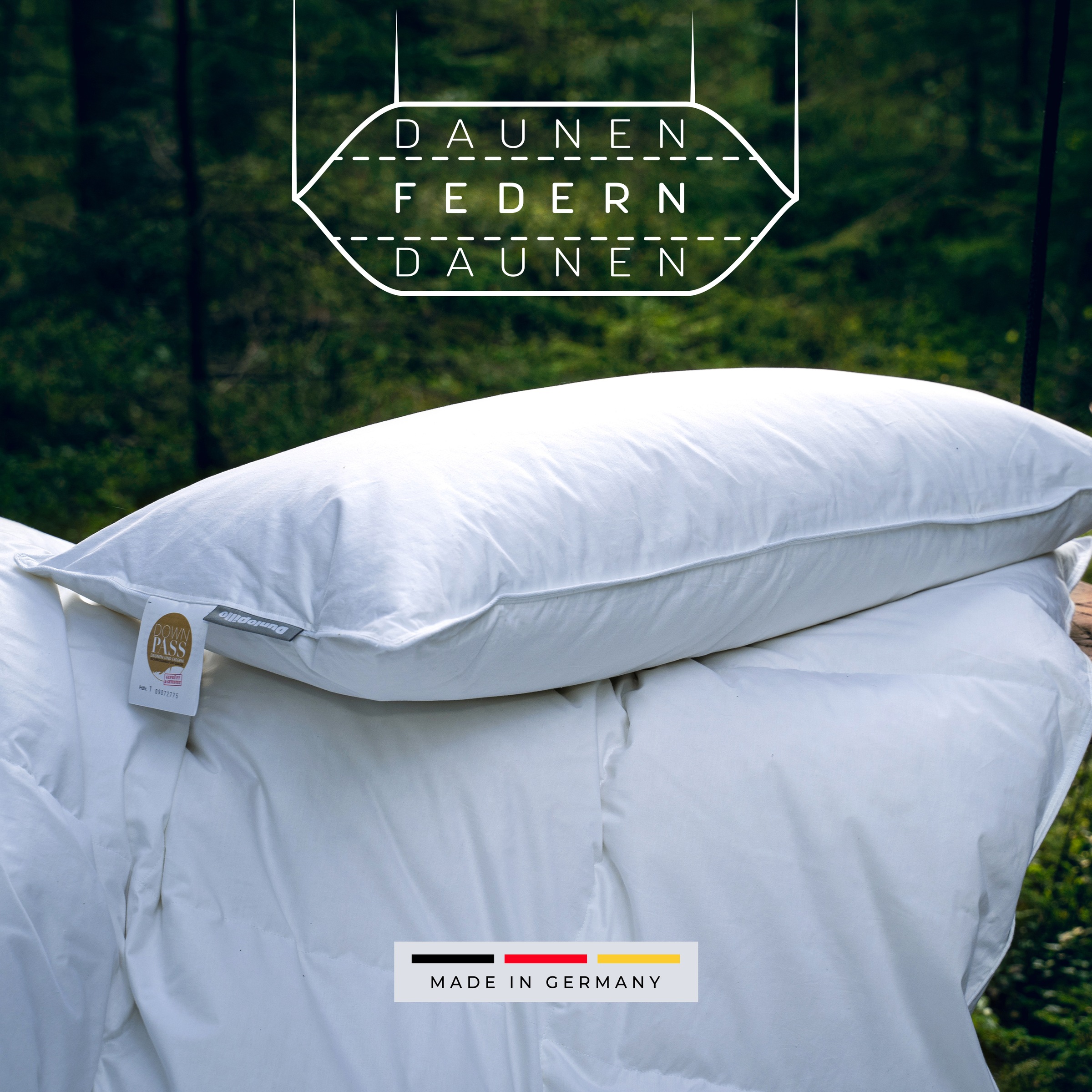 Dunlopillo 3-Kammer-Kopfkissen »Dunlopillo Supreme in den Größen 40x80 & 80x80 cm« Füllung: Gänsedaunen- & Gänsefedern 1 Stk. tlg. Hergestellt in Deutschland & Downpass zertifiziert, NOMITE