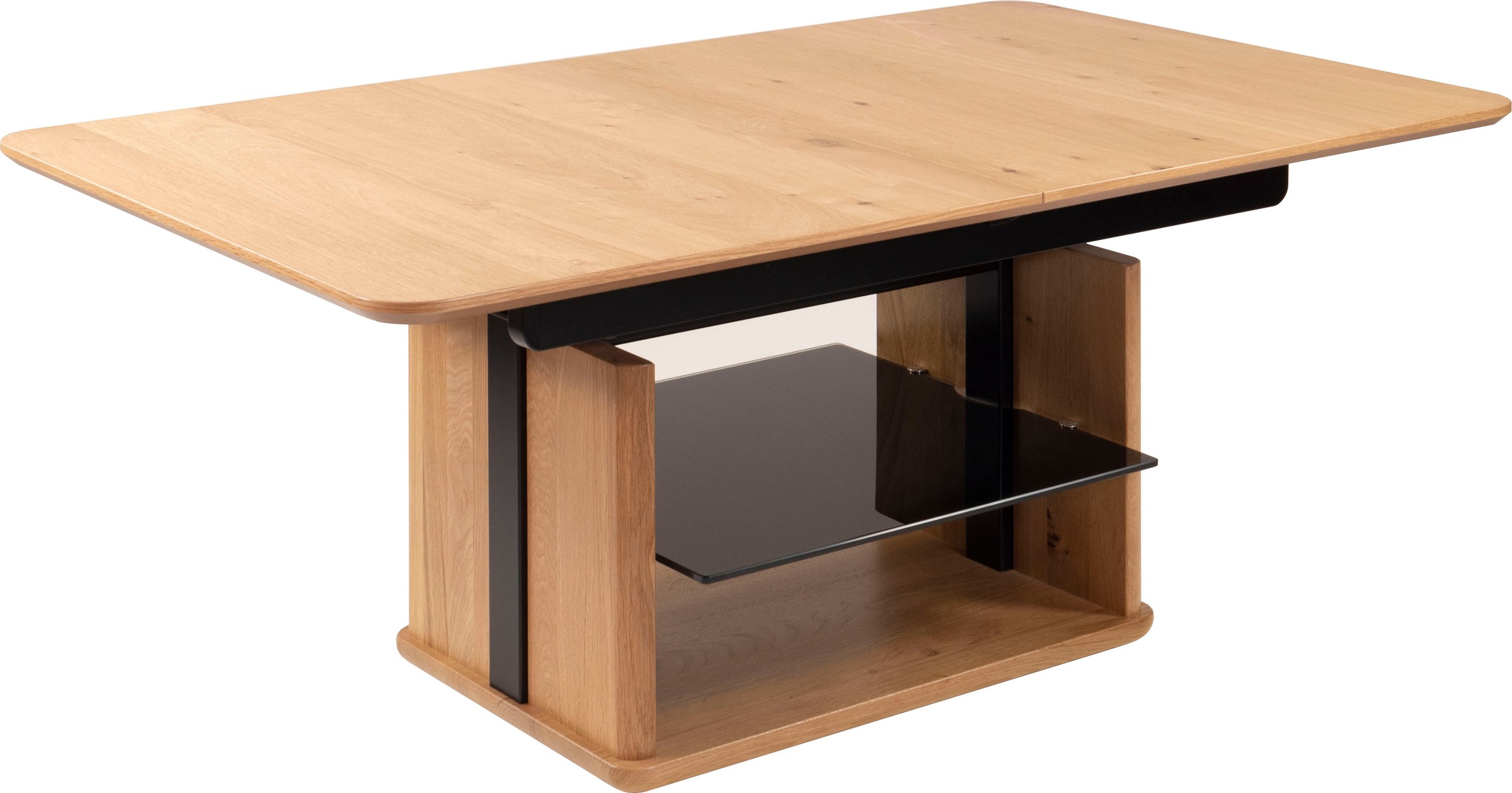 Vierhaus Couchtisch, Platte wildeiche furniert, Ablageboden Glas schwarz günstig online kaufen