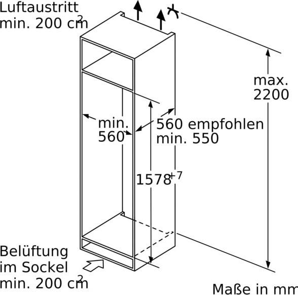 SIEMENS Einbaukühlgefrierkombination, iQ500, kaufen hoch, cm Raten 157,8 breit cm KI77SADD0, 55,8 auf