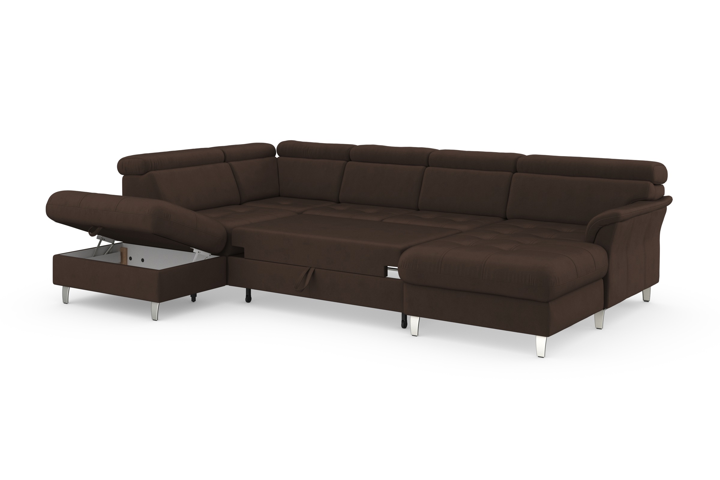 sit&more Wohnlandschaft »Marano U-Form«, inklusive Kopfteilverstellung, wahlweise mit Bettfunktion, Bettkasten