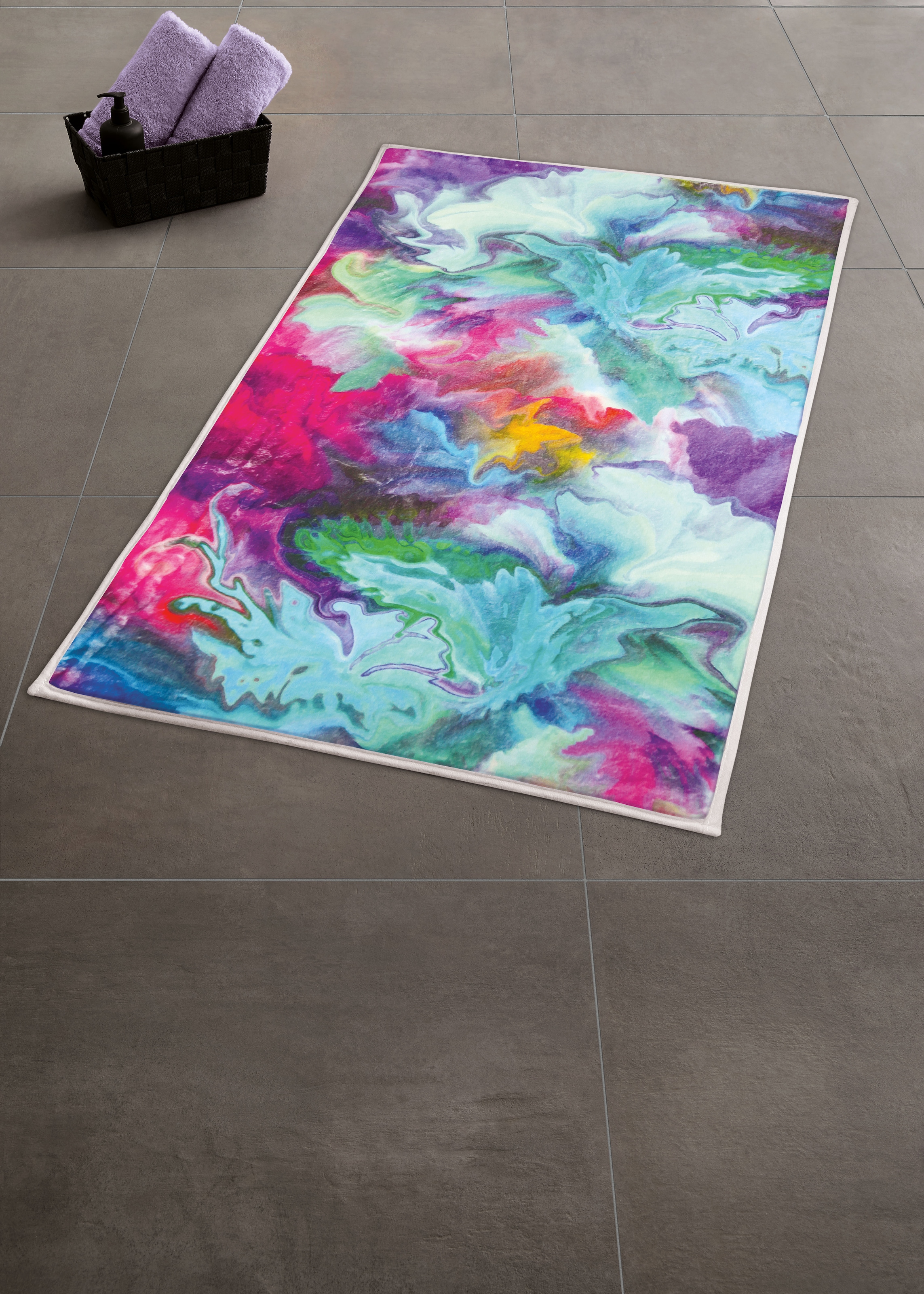 Kleine Wolke Badematte »Fusion«, rutschhemmend beschichtet, fußbodenheizungsgeeignet, Badteppich, bedruckt, modernes Design, kräftige Farben