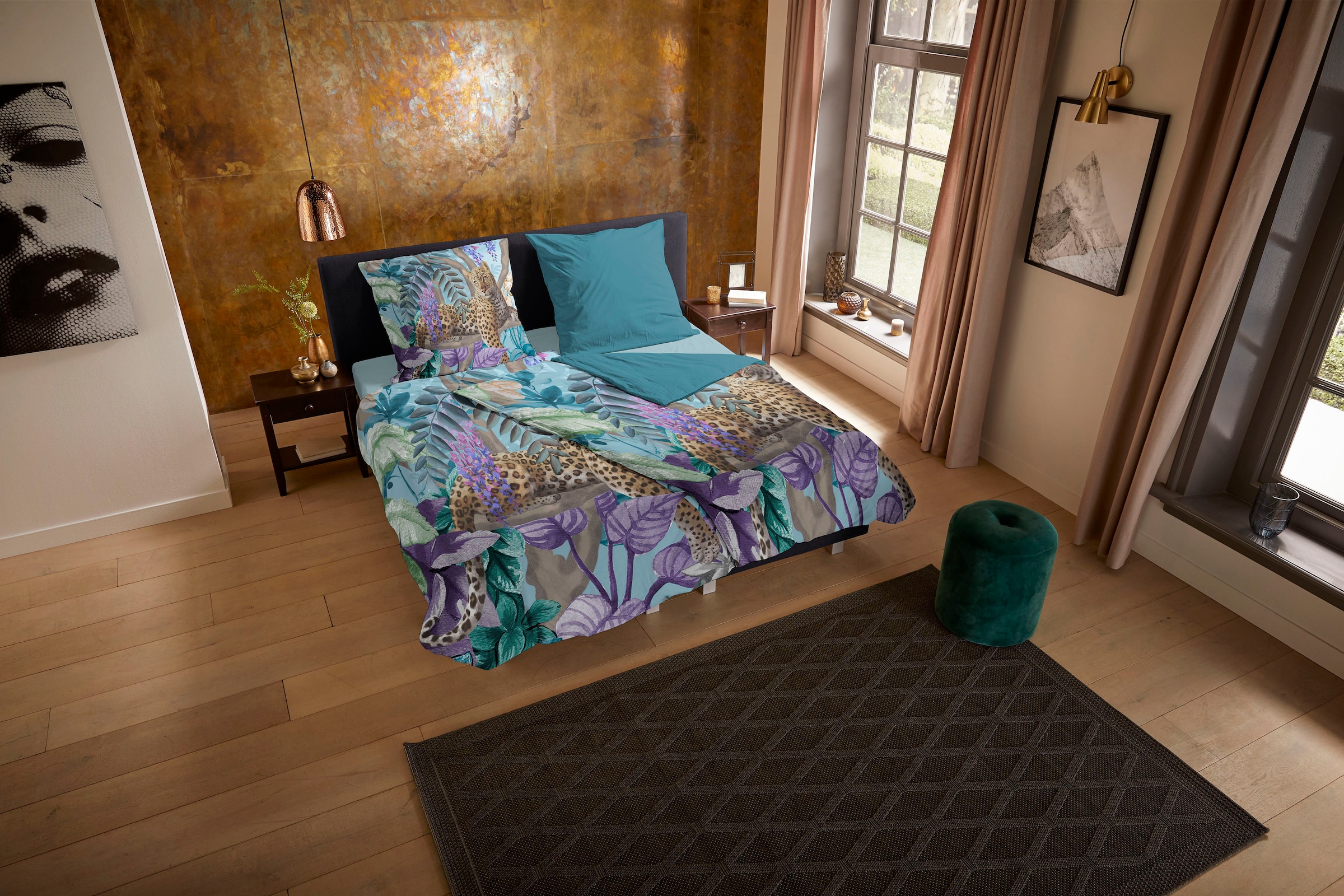 PURE luxury collection Wendebettwäsche »Nani«, Mikrofaser, 135x200, Pflegeleicht, Reißverschluss, Wendeoptik, Leopard