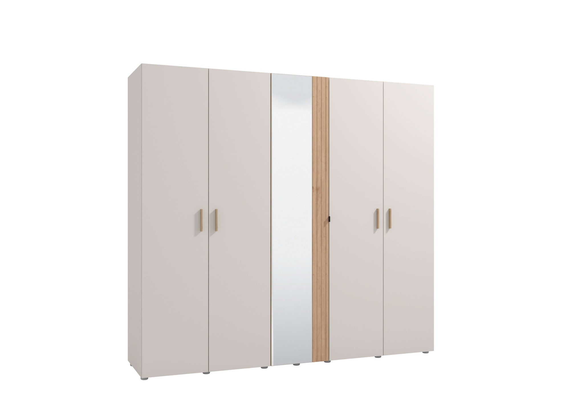 Home affaire Kleiderschrank »Belfort, Schlafzimmerschrank mit Spiegel 5-türig Wäscheschrank«, 225x56x208, FSC®-zertifizierter Holzwerkstoff, Trendfarbe cashmere
