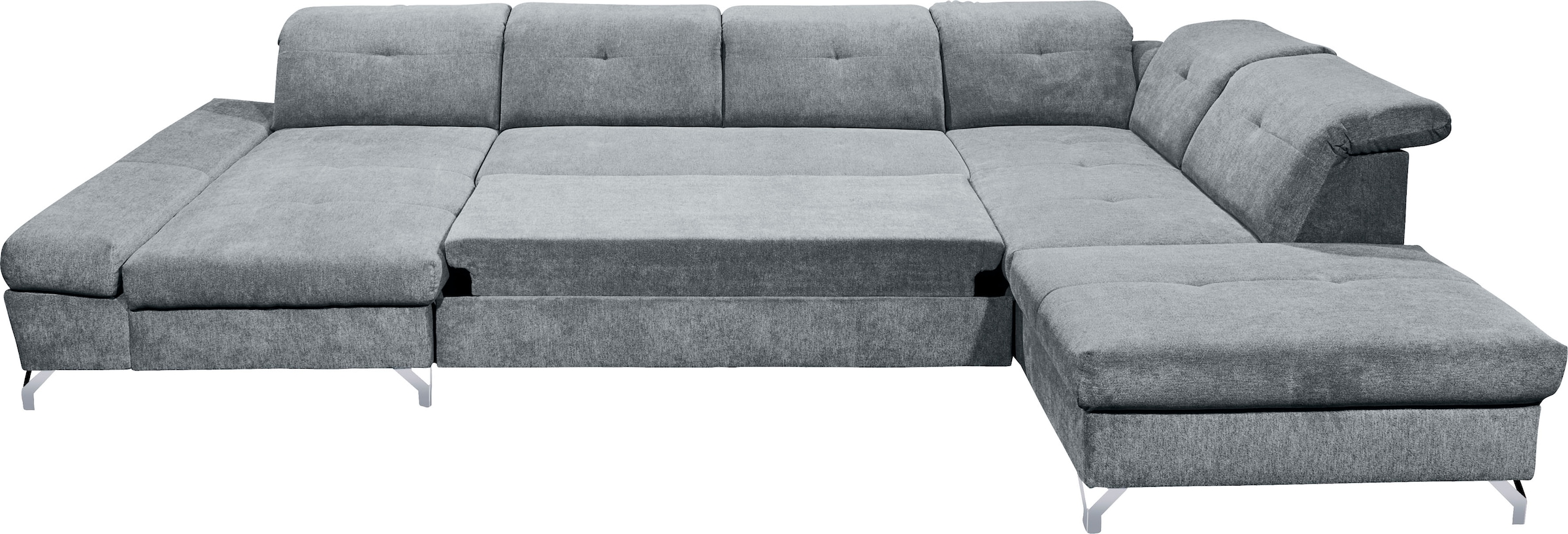 ED EXCITING DESIGN Wohnlandschaft »Melfi U-Form mit Bettfunktion, Bettkasten«, Arm- & Kopfteilverstellung & 3 Nierenkissen