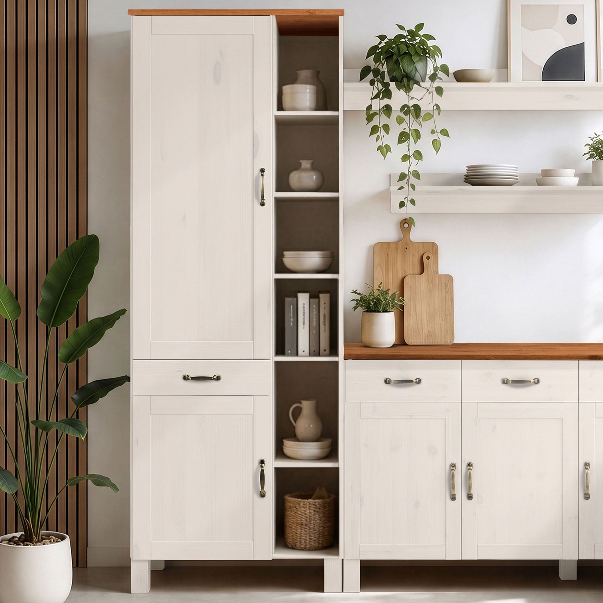 Home affaire Hochschrank »Alby« Breite 75 cm, 2 Türen, 1 Schubkasten, 6 offene Fächer