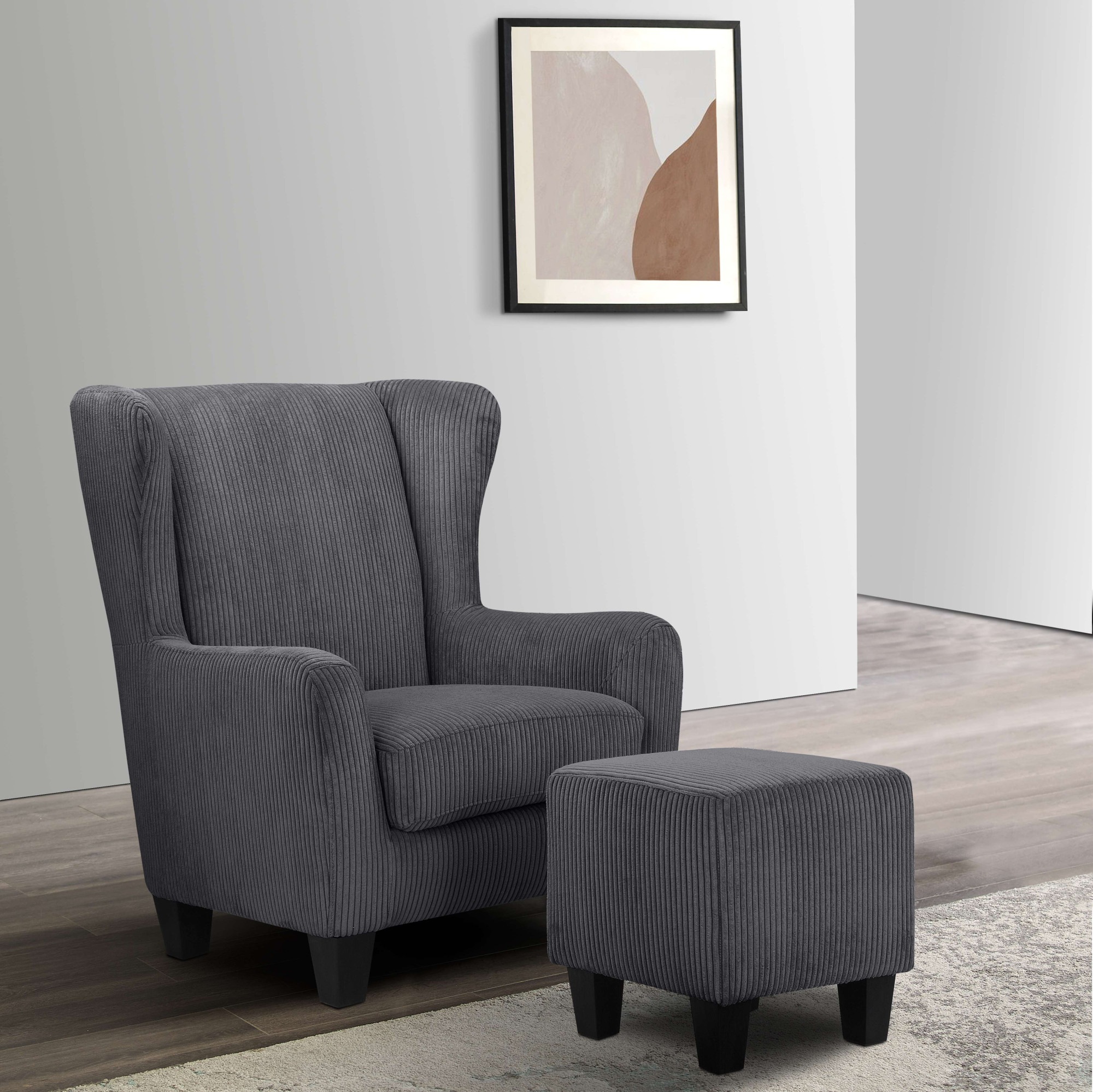Home affaire Ohrensessel »Chilly, Sessel mit Hocker und Federkern-Polsterun günstig online kaufen