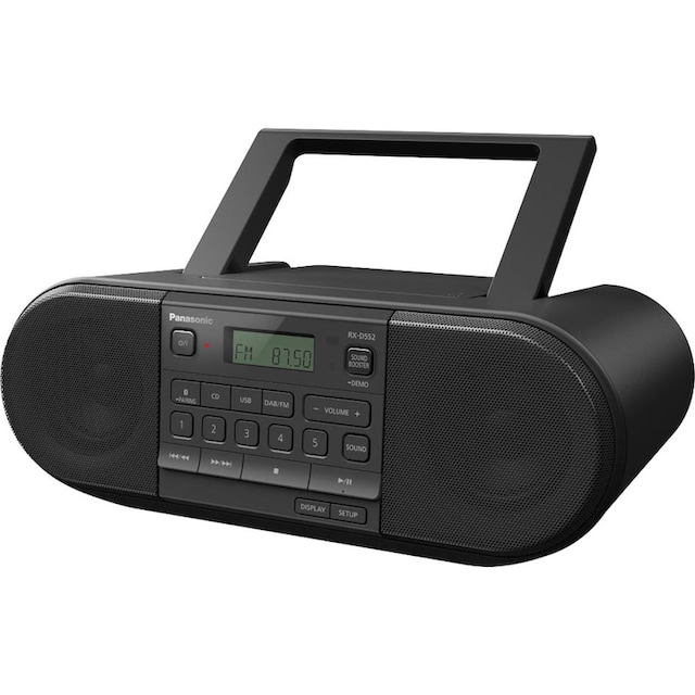 Rechnung (Bluetooth auf mit Boombox »RX-D552E-K FM-Tuner-Digitalradio CD-«, 20 kaufen RDS (DAB+)-UKW W) Panasonic