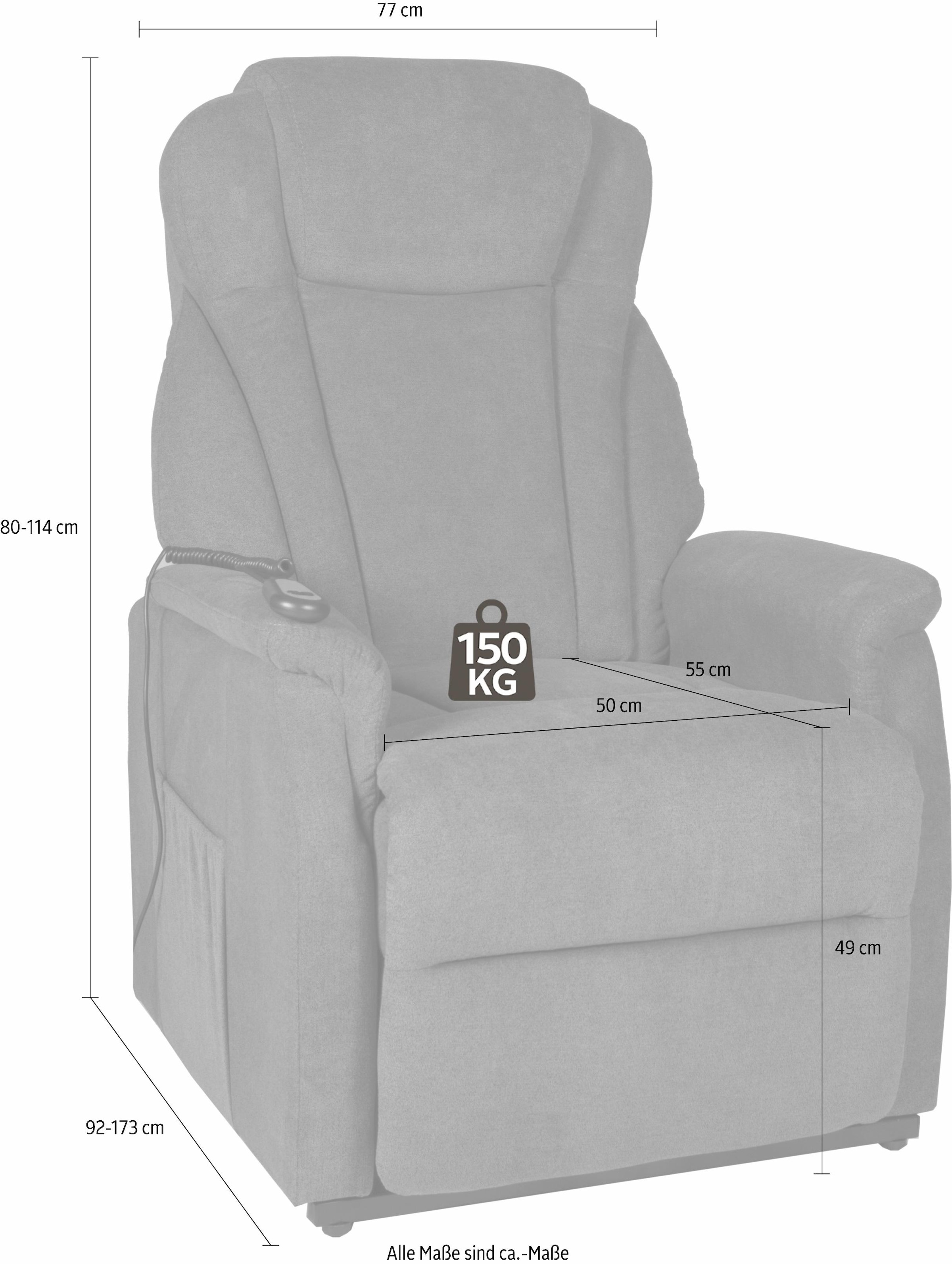 Duo Collection TV-Sessel »Toronto XXL belastbar, auf kg 150 Taschenfederkern mit und Relaxfunktion bestellen Aufstehhilfe«, bis Stahlwellenunterfederung Rechnung mit elektrischer