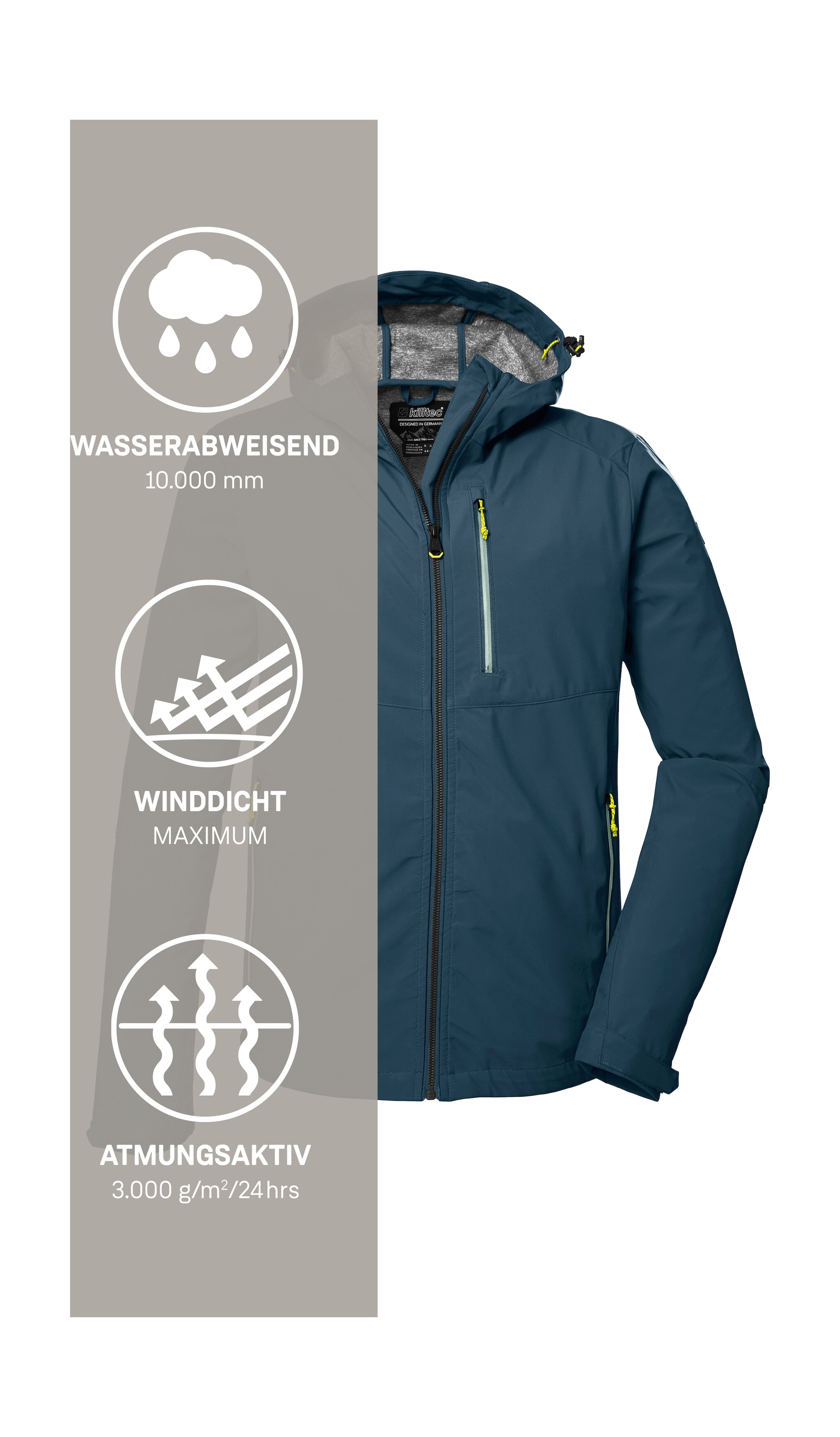 Killtec Softshelljacke »KOS 259 MN SFTSHLL JCKT« Wasserabweisende Softshelljacke mit verstellbarer Kapuze