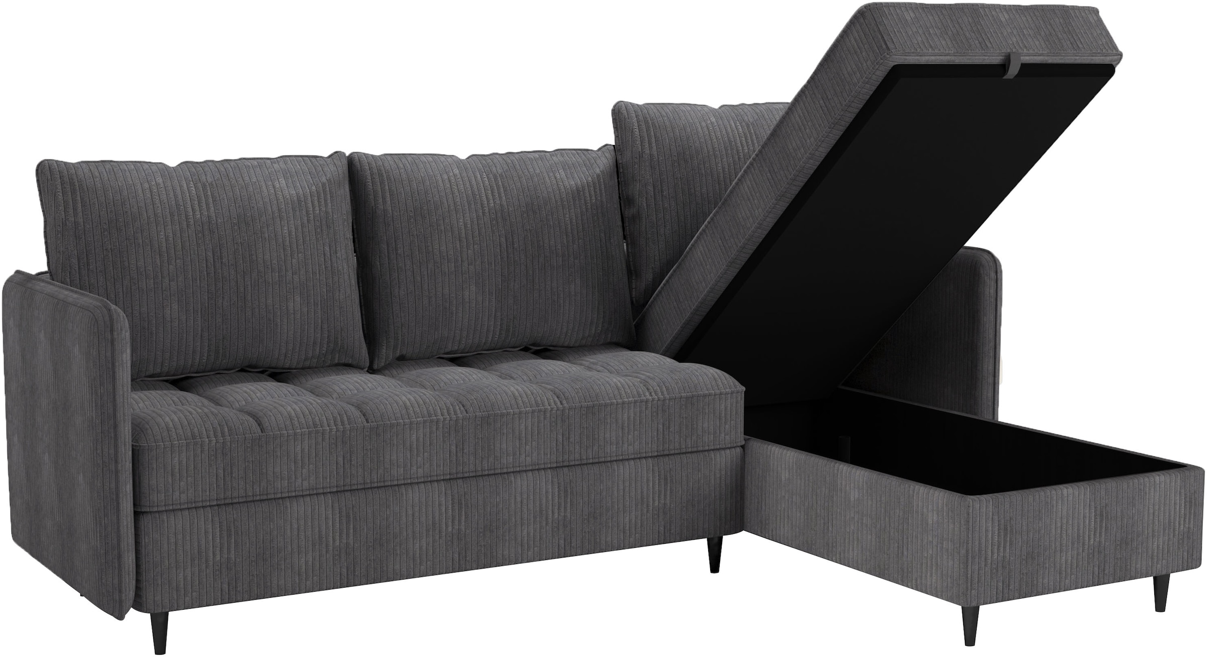 Dorel Home Ecksofa »LINDHUS, Cord, L-Form, Breite 194cm, verschiedene Stellvarianten« Recamiere, Stauraum, Modulsofa