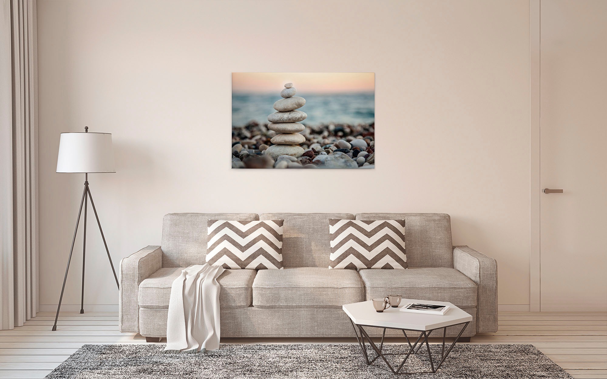 A.S. Création Leinwandbild »Stone Beach«, Kunst-Gemälde-Kinder, (1 St.), Spa Steine Ufer Meer Keilrahmen Entspannung Leinwand-Bild Wohnzimmer