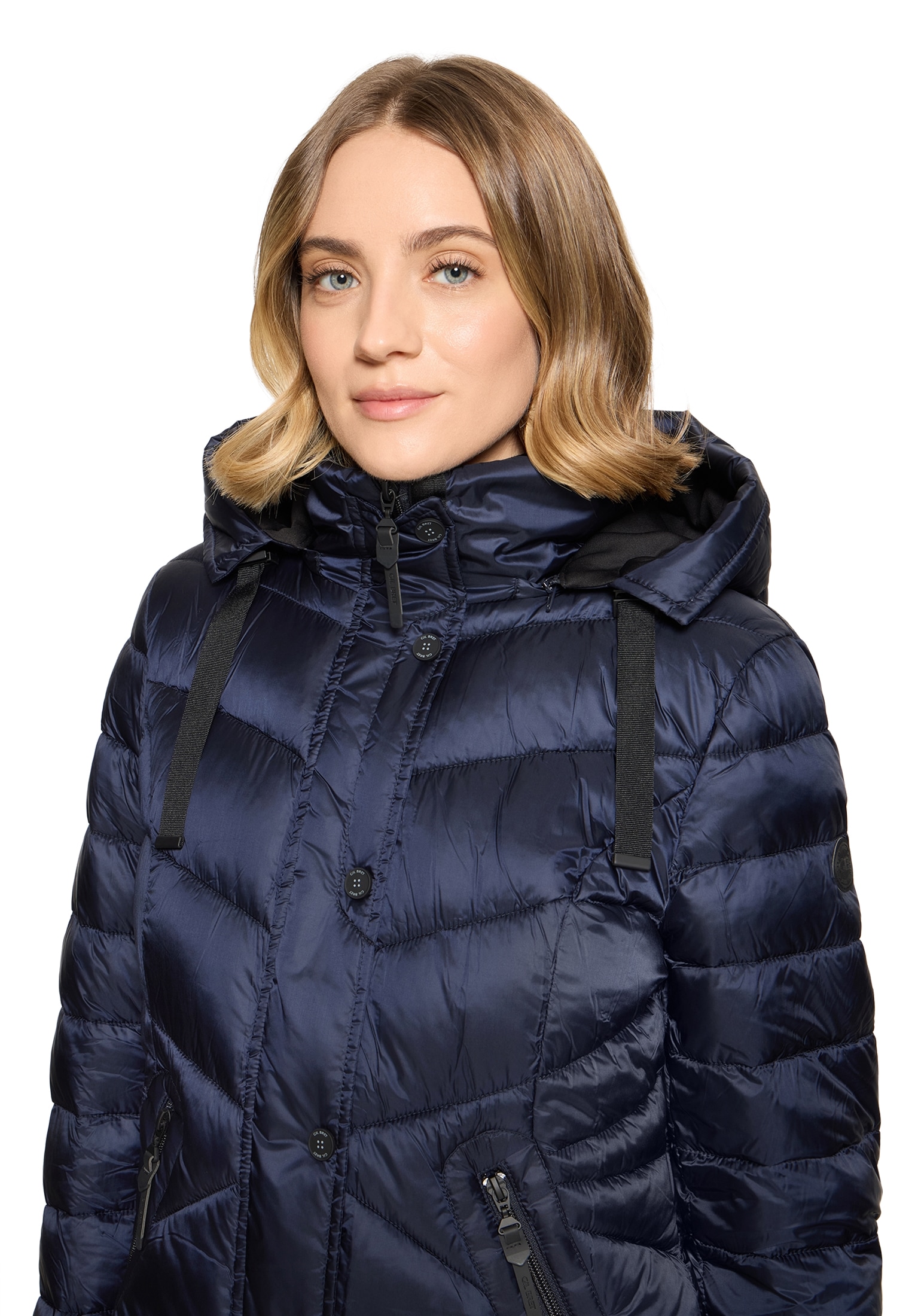 Gil Bret Steppjacke mit Kapuze mit abnehmbarer Kapuze und verdecktem Reißverschluss