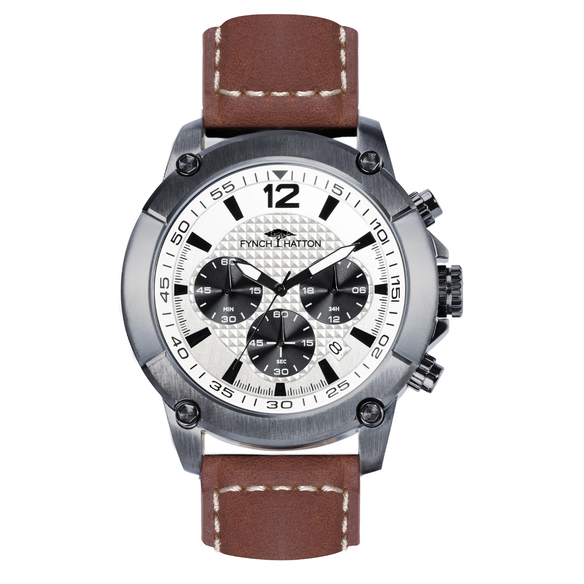 FYNCH-HATTON Chronograph Quarzuhr, Armbanduhr, Herrenuhr, Lederarmband, analog, Tag