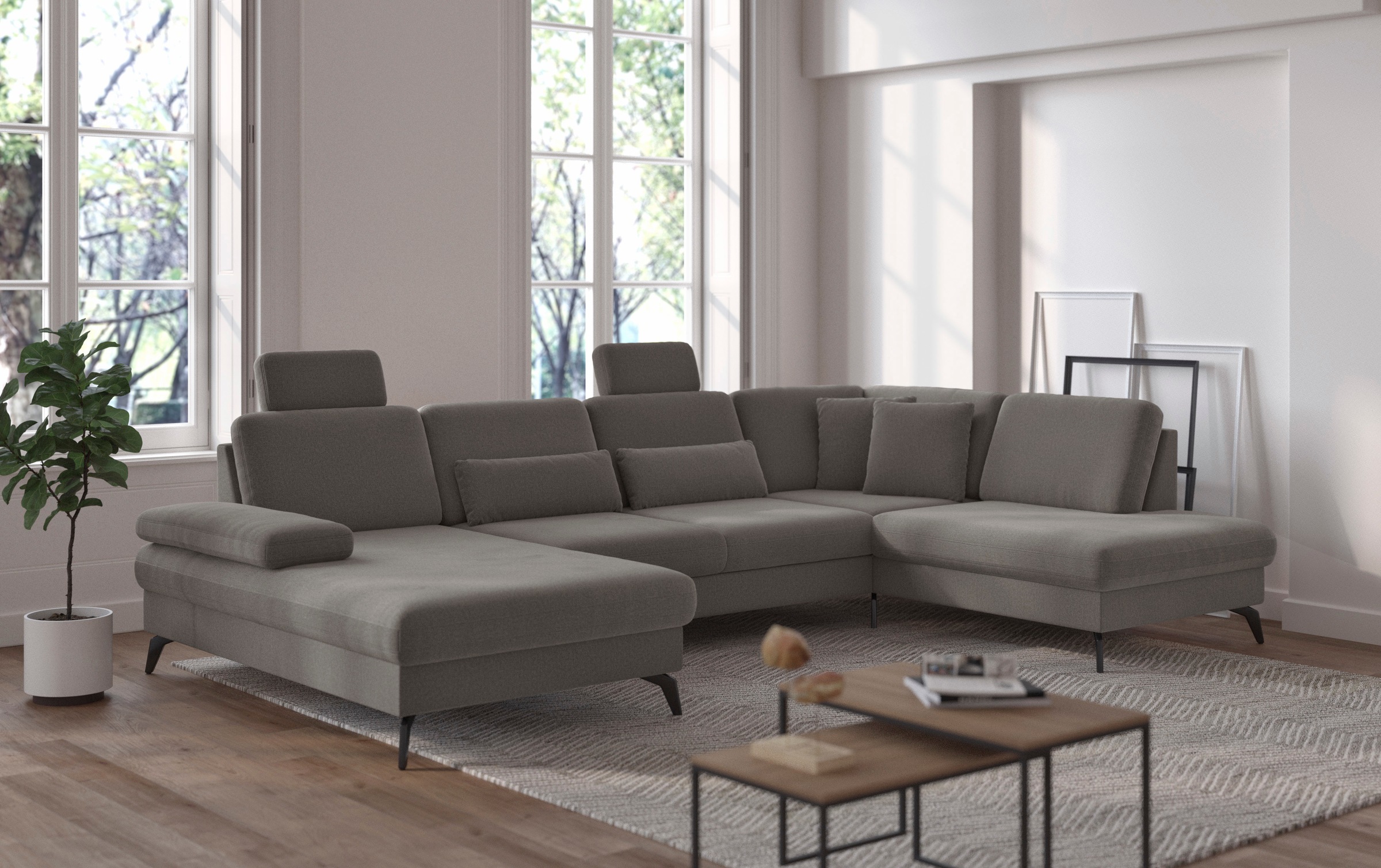 sit&more Wohnlandschaft »Morris U-Form, inkl. Sitztiefenverstellung«, wahlweise mit Armteilverstellung, Bettfunktion & Bettkasten