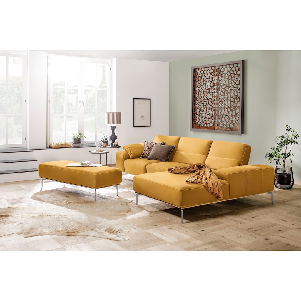 W.SCHILLIG Ecksofa »run«, mit elegantem Holzsockel, Füße in Chrom glänzend, Breite 319 cm