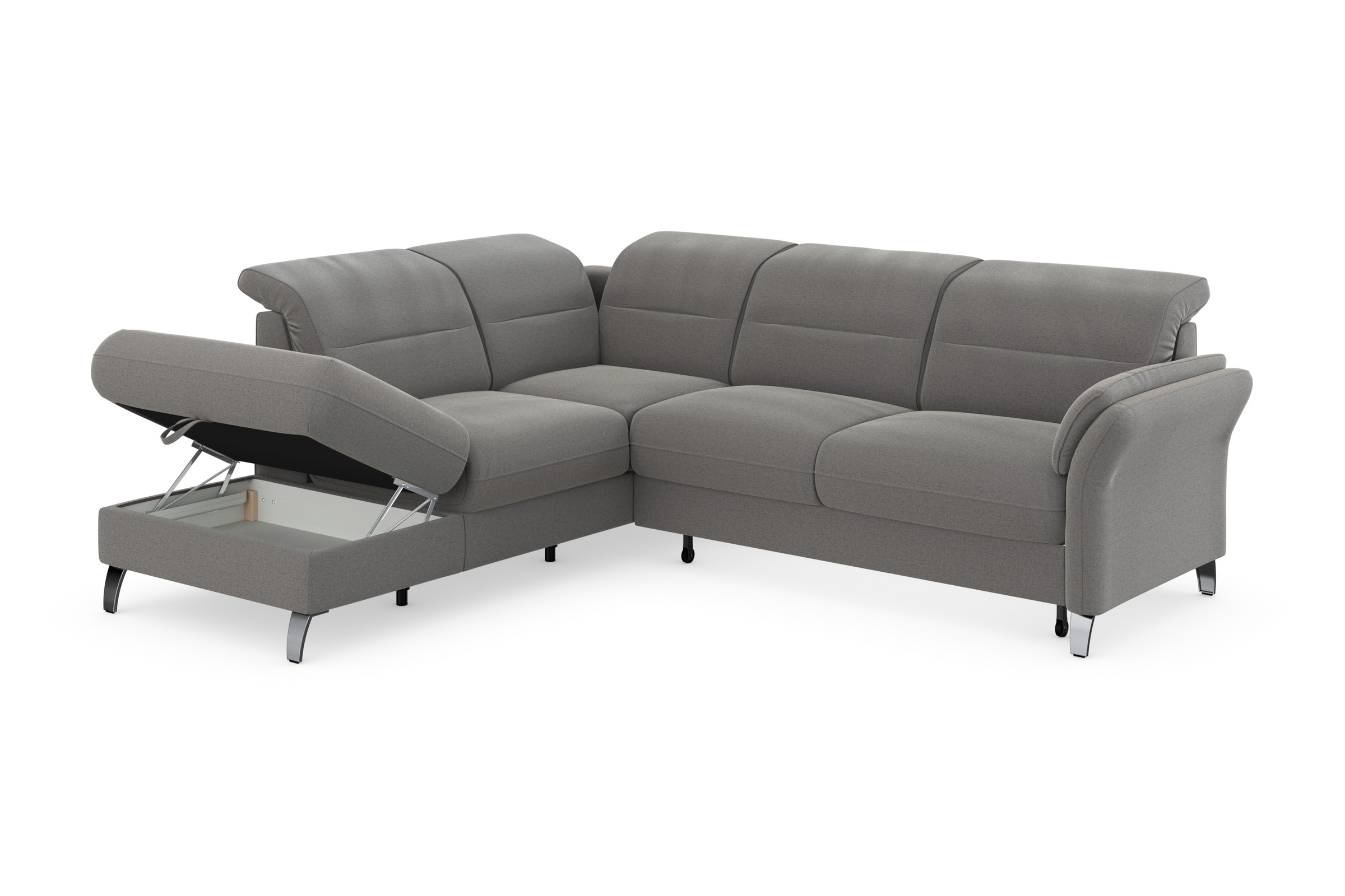 sit&more Ecksofa »Grenoble L-Form mit Federkern«, wahlweise mit Bettfunktion, Bettkasten, Arm- und Kopfteilverstellung