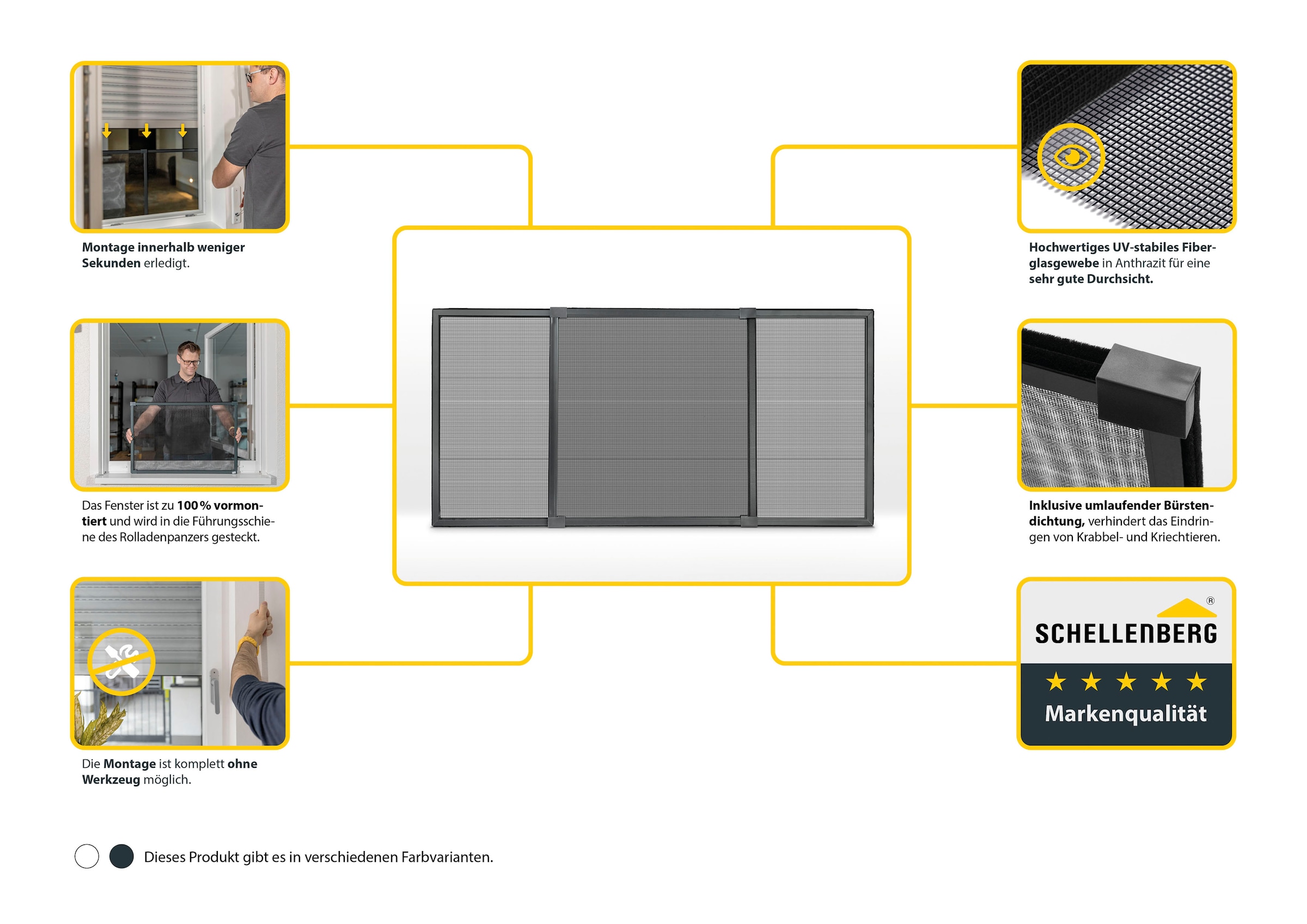 SCHELLENBERG Insektenschutz-Fensterrahmen »ausziehbares Fliegengitter Schiebefenster mit Rahmen«, 50 x 75 - 142 cm oder 75 x 100 -193 cm, weiß und anthrazit