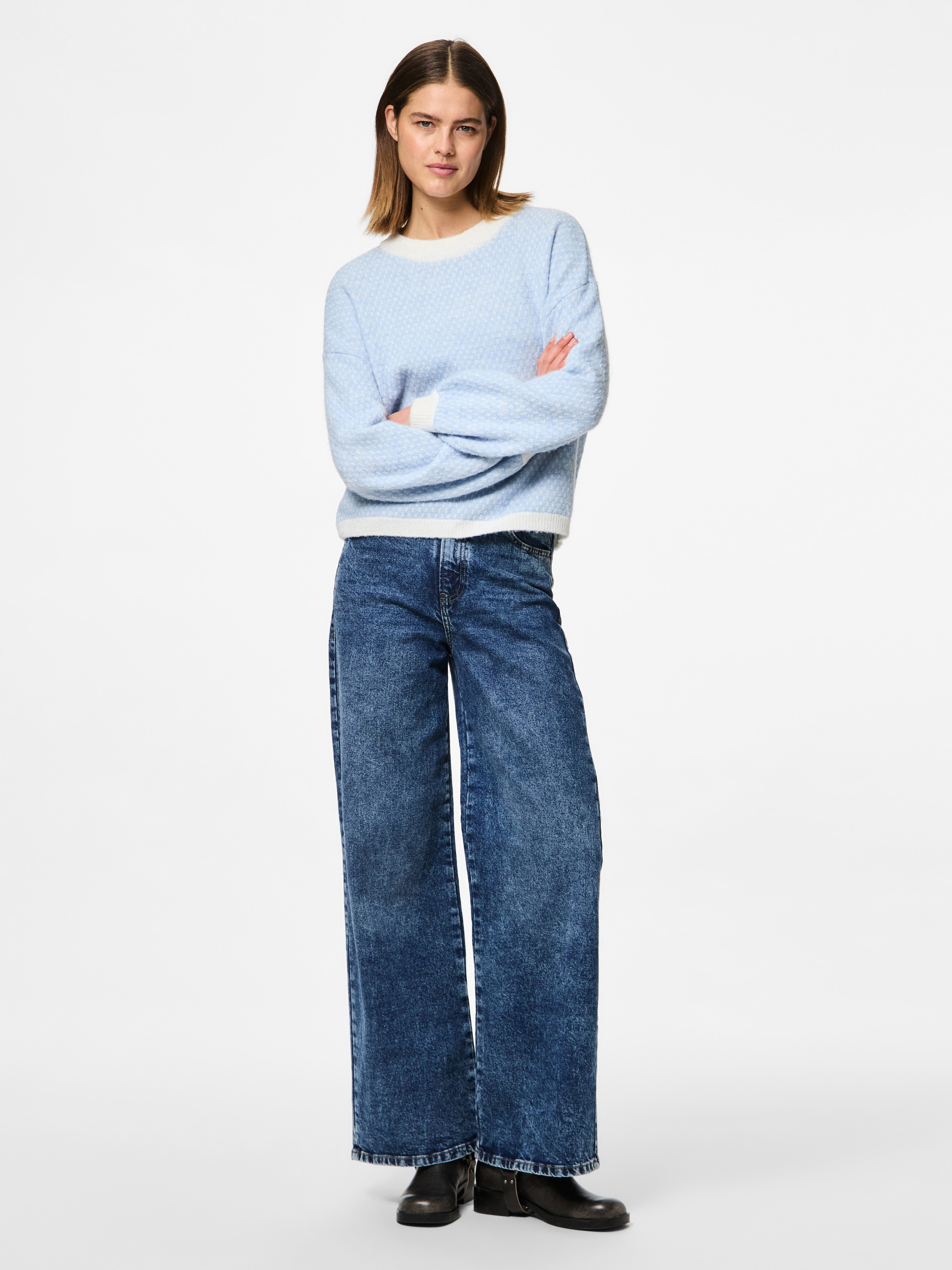 pieces Rundhalspullover »PCDILIPPA LS O-NECK KNIT MM«