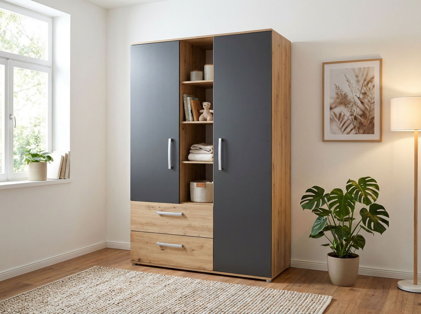 arthur berndt Jugendzimmer-Set »Alessio« Set, Bett und Kleiderschrank, 3 Stk. tlg. mit Melamin-Oberfläche