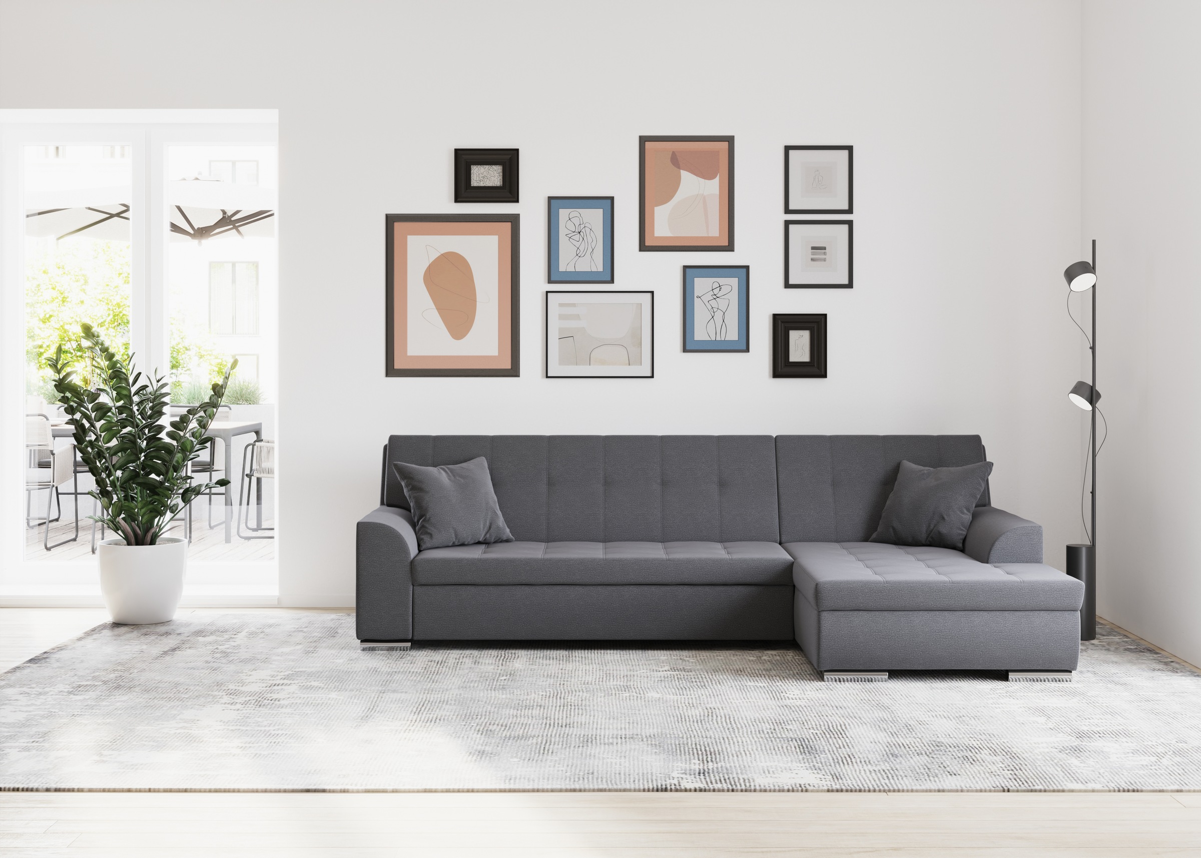 DOMO collection Ecksofa Treviso, wahlweise mit Bettfunktion, incl. Zierkissen
