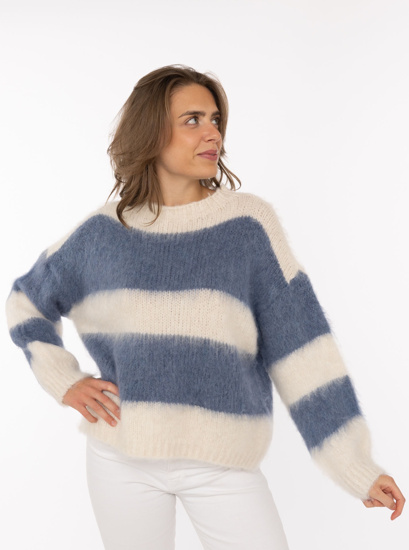 Zwillingsherz Strickpullover »"Streifen"« kuschelig mit Rundhalsausschnitt, Blockstreifen und Wollanteil