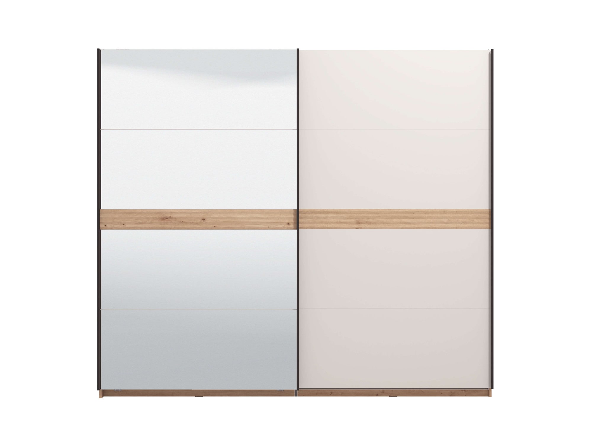 INOSIGN Schwebetürenschrank »Modena, Breite 245 cm, FSC-zertifiziert, Trendfarbe cashmere«, Schlafzimmerschrank mit Spiegel, mit verschiedenen Innenausstattungen