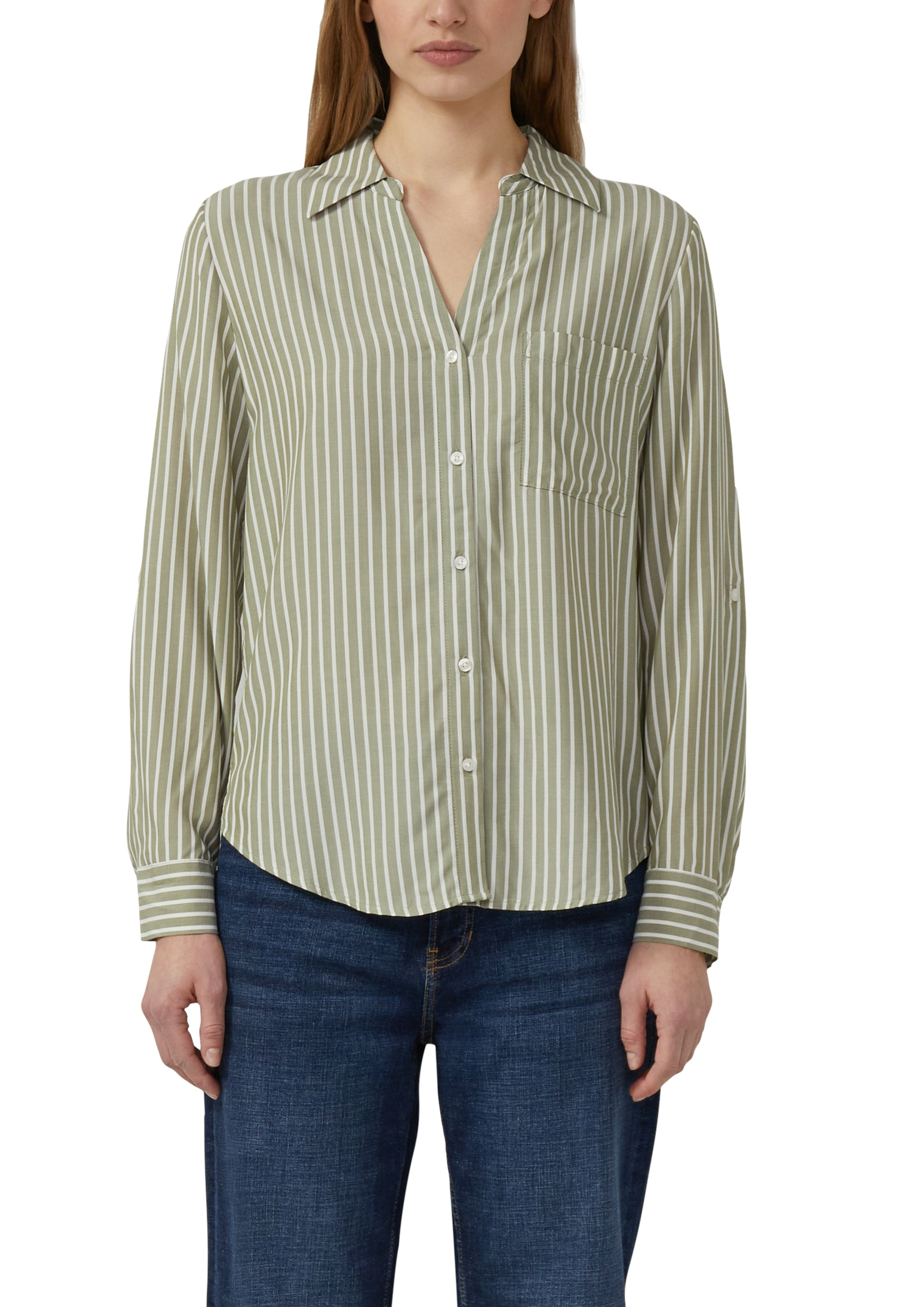 s.Oliver Langarmbluse im Streifen-Design und aus Viskose