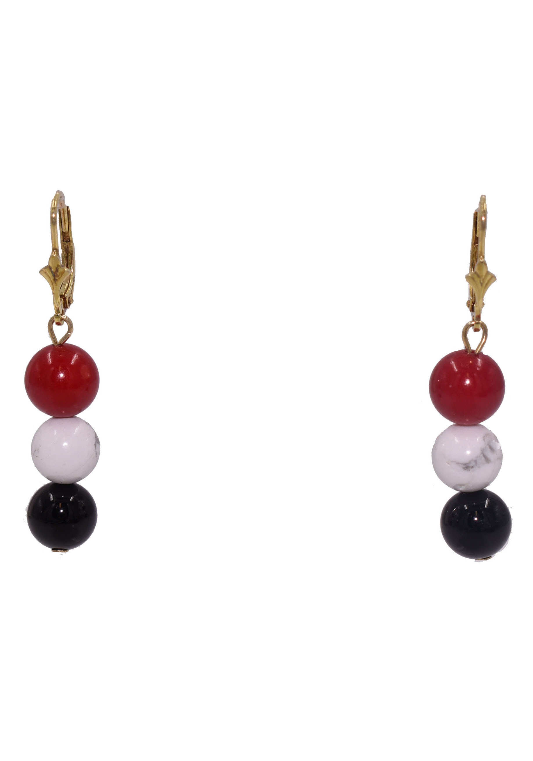 Firetti Paar Ohrhänger »Schmuck Geschenk Silber 925 Ohrschmuck Patentbrisur Edelstein Mix«, Made in Germany - mit Howlith, Koralle, Onyx