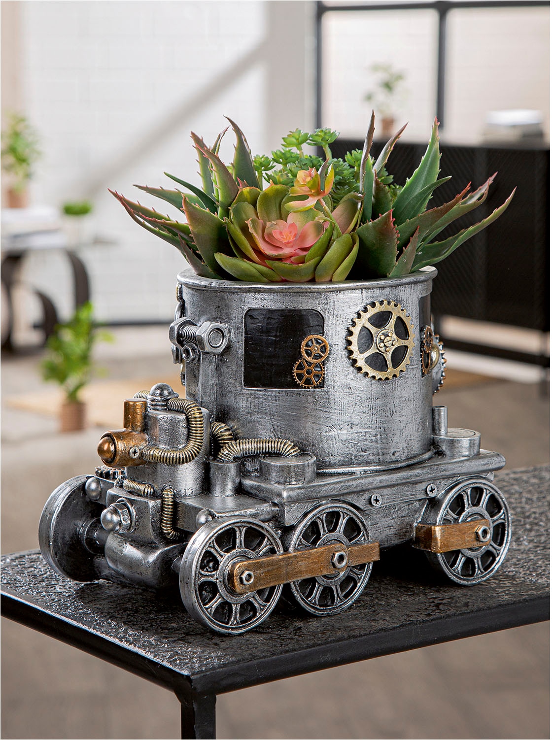 GILDE Übertopf »Übertopf Lokomotive Steampunk Engine planter«