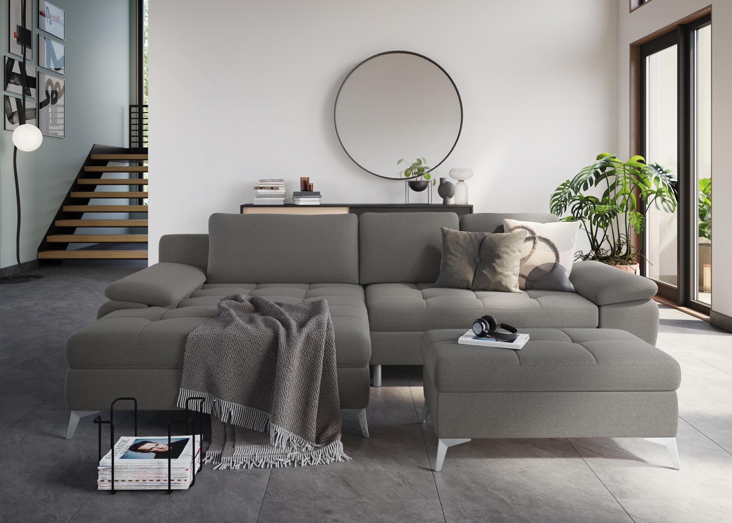 sit&more Ecksofa »Latigo L-Form«, mit Mega-Recamiere, wahlweise mit Bettfunktion und Bettkasten