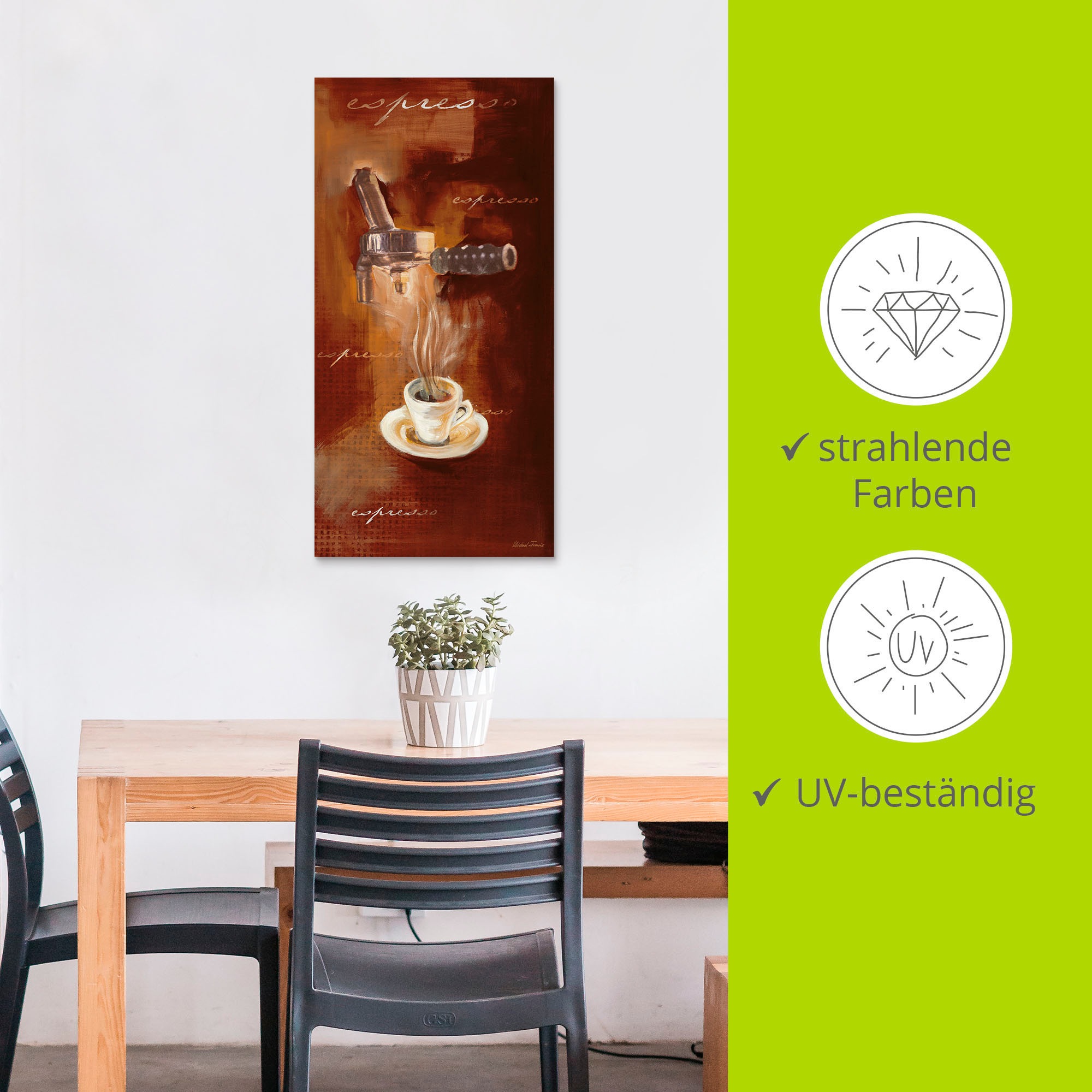 Artland Wandbild »Espresso I«, Getränke, (1 St.), als Alubild, Outdoorbild, Leinwandbild, Poster, Wandaufkleber
