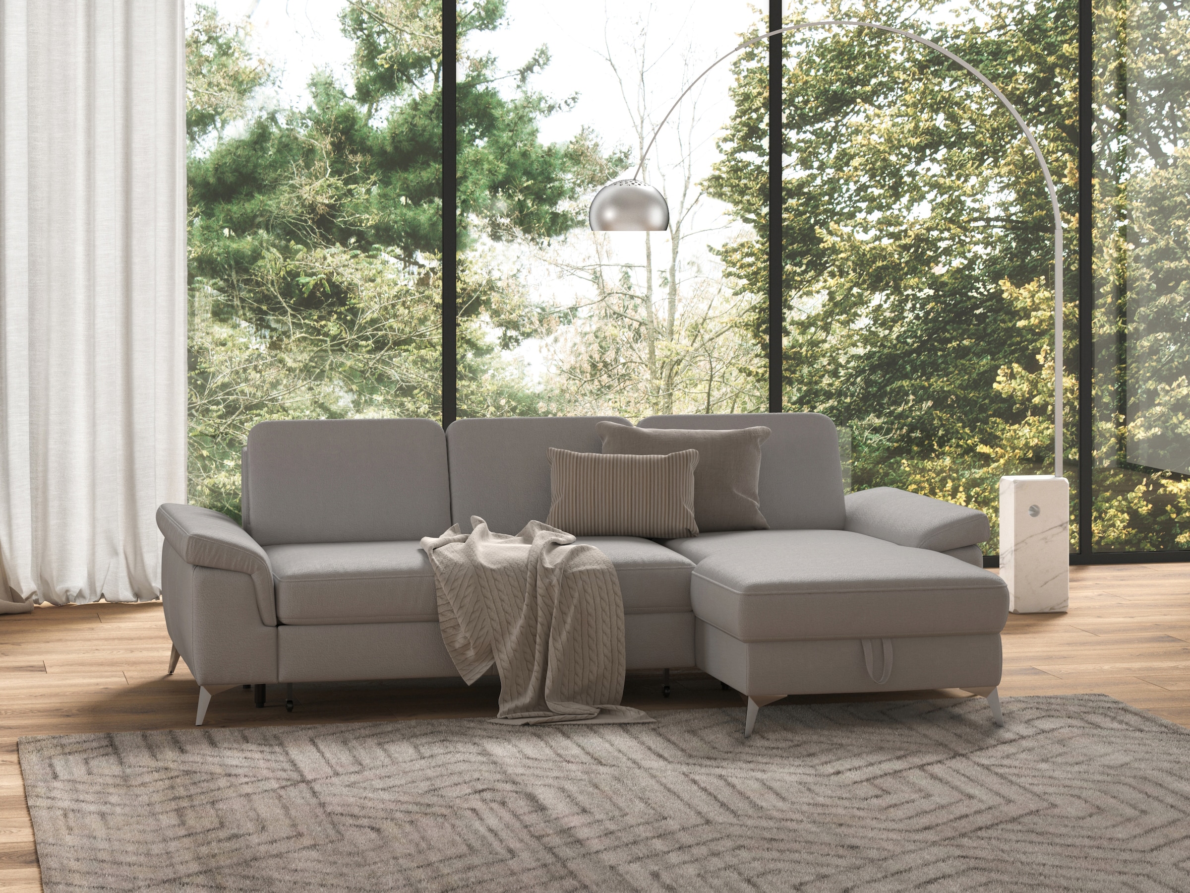 sit&more Ecksofa »Padua L-Form«, inklusive Sitztiefenverstellung, Armteilfunktion und Federkern