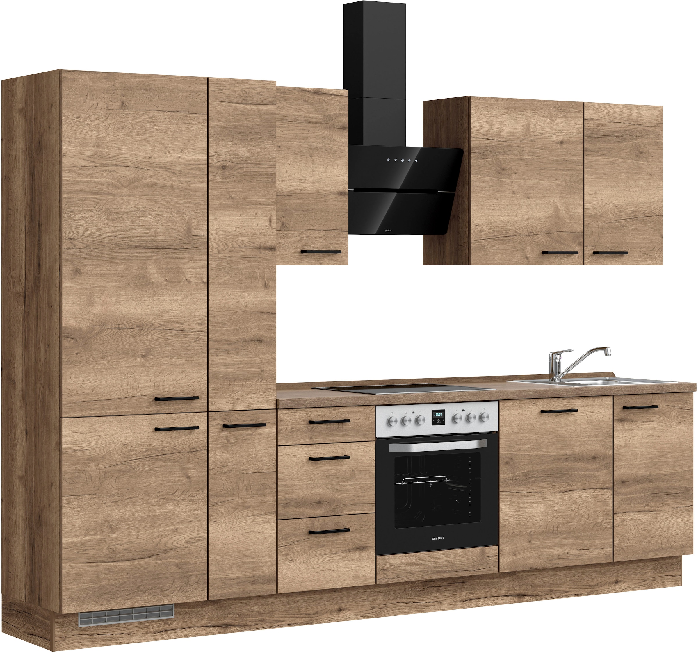 nobilia® Küchenzeile »&quot;Structura II&quot;« vormontiert, Ausrichtung wählbar, Breite 300 cm, wahlw. mit E-Geräten