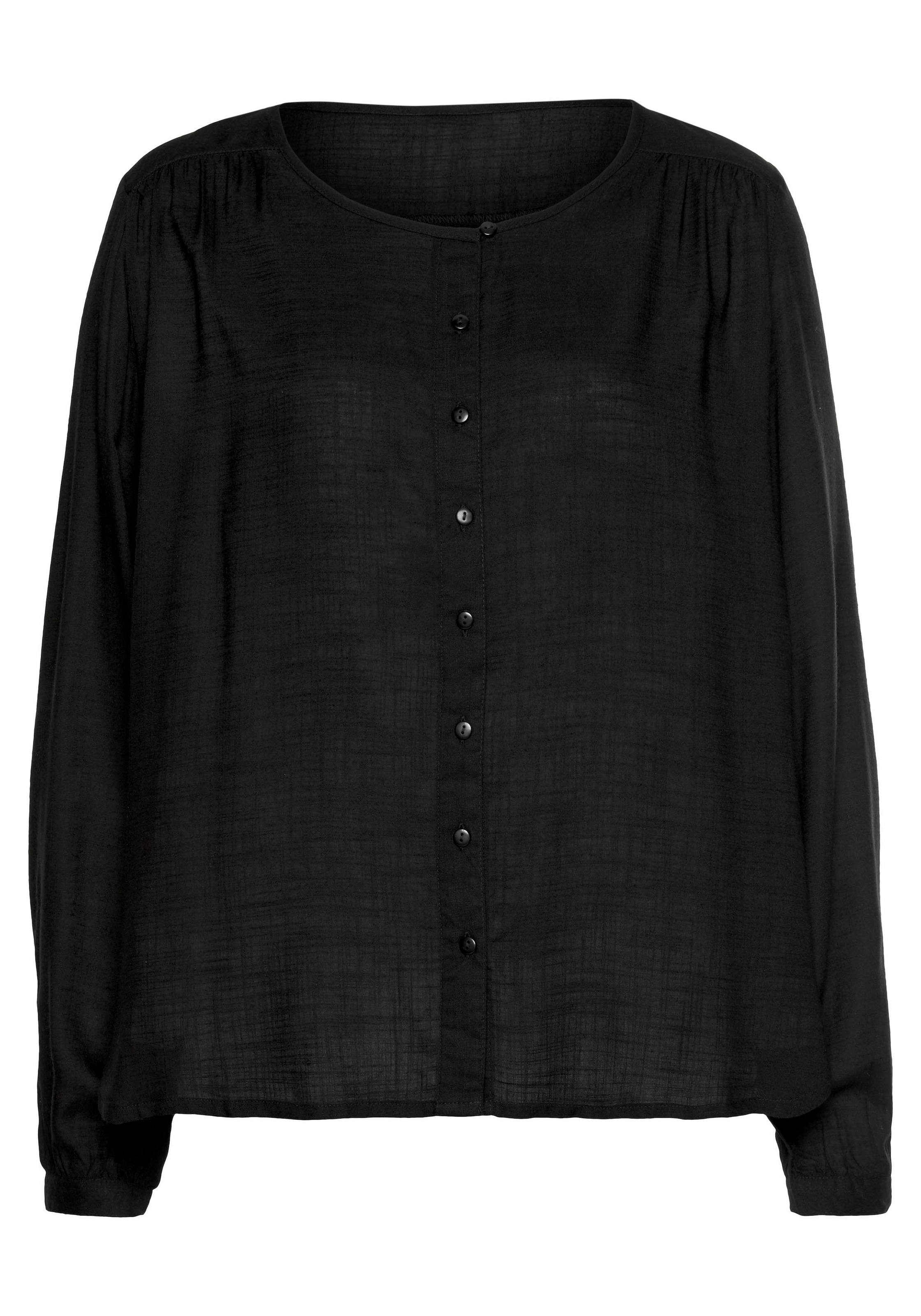 Buffalo Schlupfbluse, mit Knopfleiste, Basic, Langarmbluse