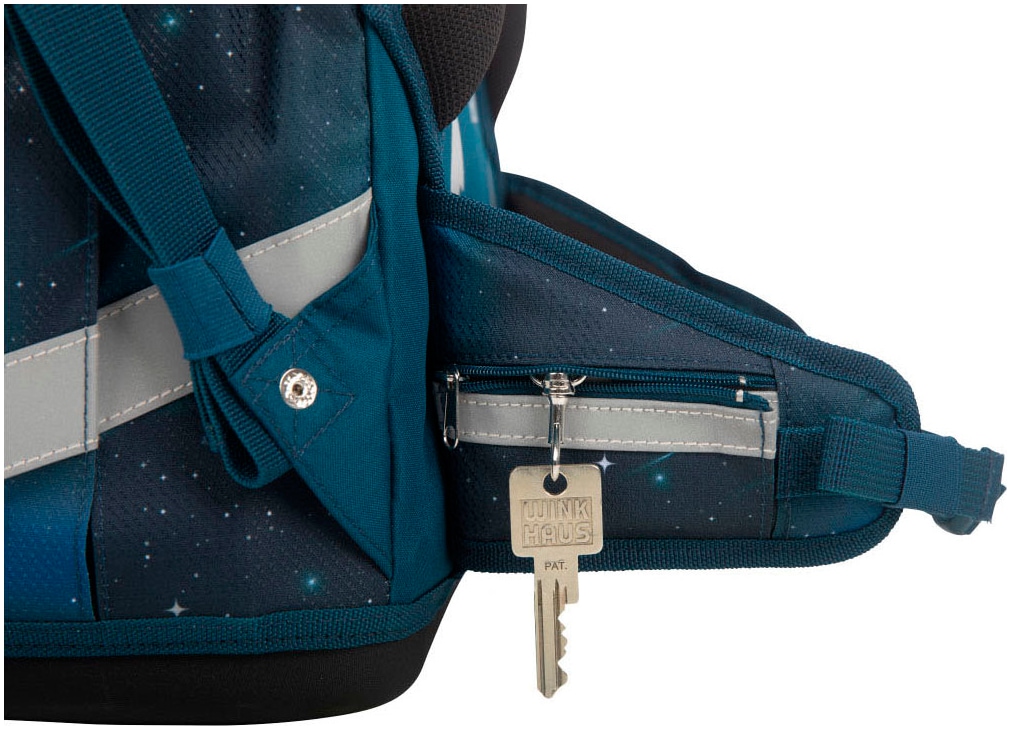 SCHOOL-MOOD® Schulranzen »Champion, Moritz (Weltall)«, retroreflektierende Flächen, mit LED-Patchy; aus recyceltem Material