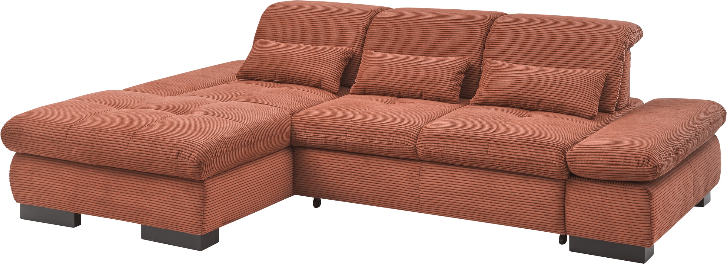 set one by Musterring Ecksofa »SO4100 V«, mit verstellbaren Kopfteilen, wahlweise mit Funktionen, Cord-Bezug