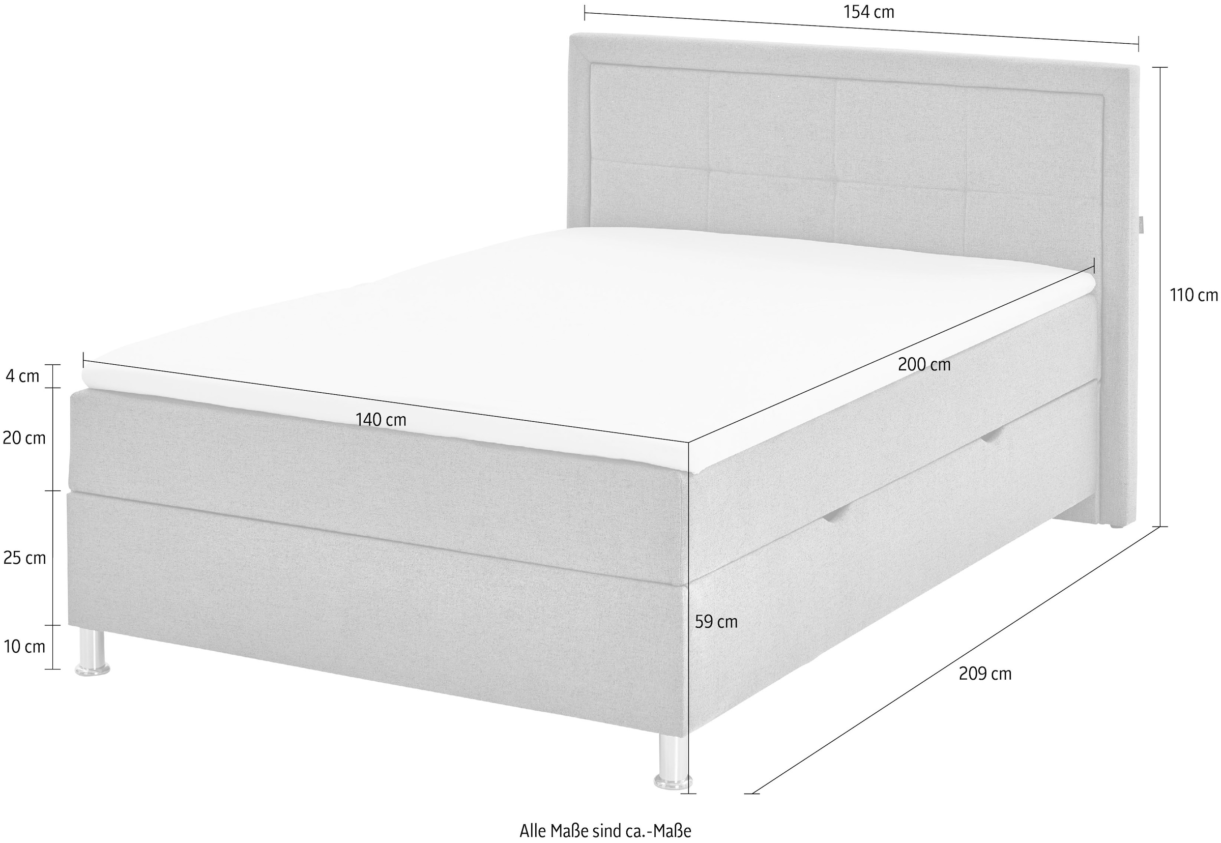 INOSIGN Boxbett »Fergus«, mit Bettkasten, inkl. Topper