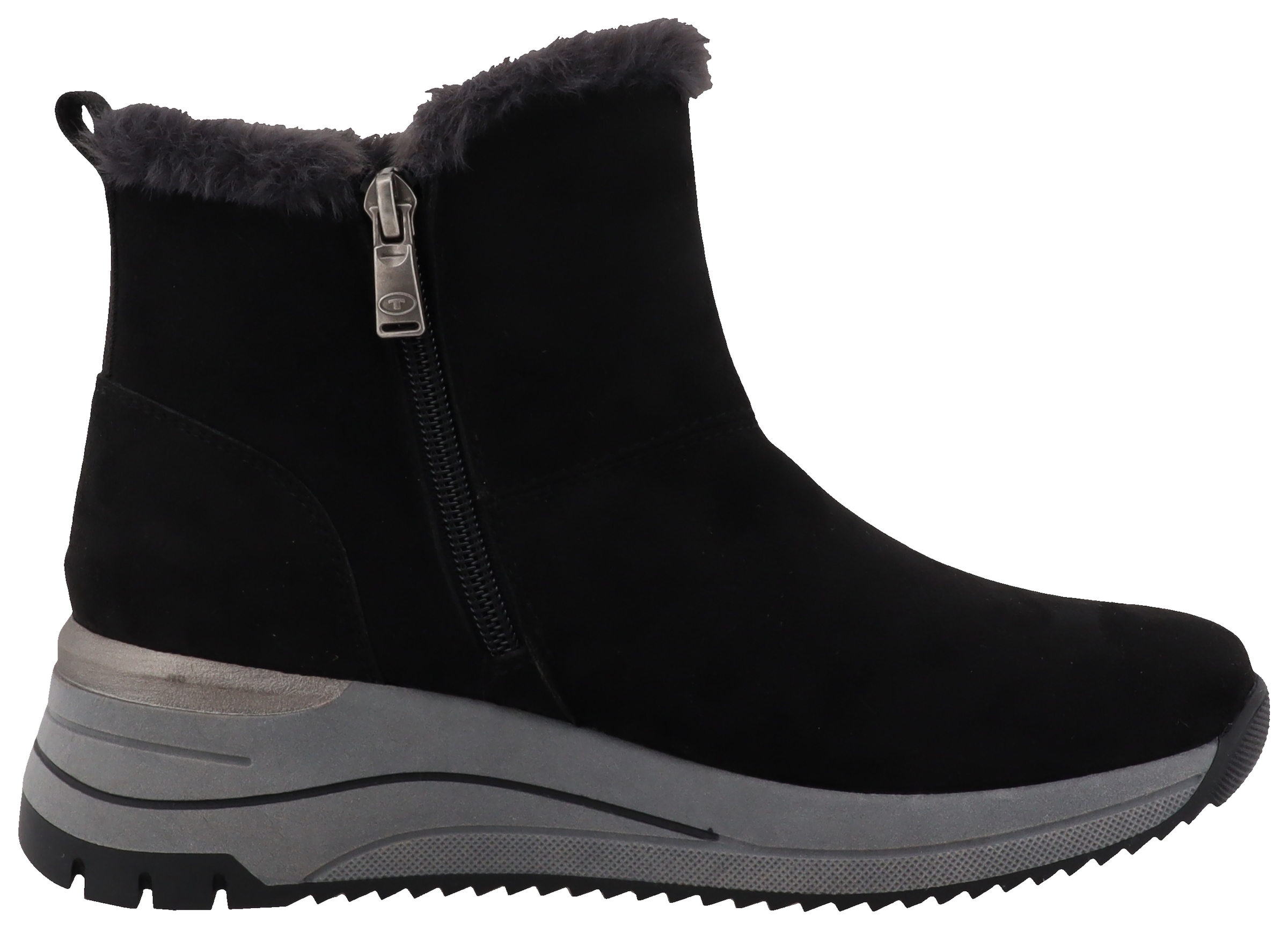 TOM TAILOR Winterboots, Keilabsatz, Plateau, Stiefelette mit Fellimitat-Kragen