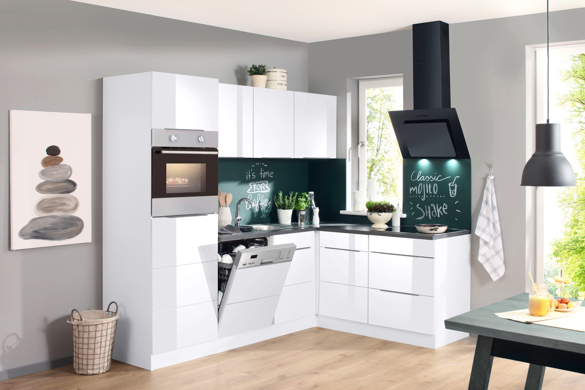 KOCHSTATION Winkelküche »KS-Brindisi Stellbreite 230/170 cm«, wahlweise mit E-Geräten und Induktion, mit MDF-Fronten
